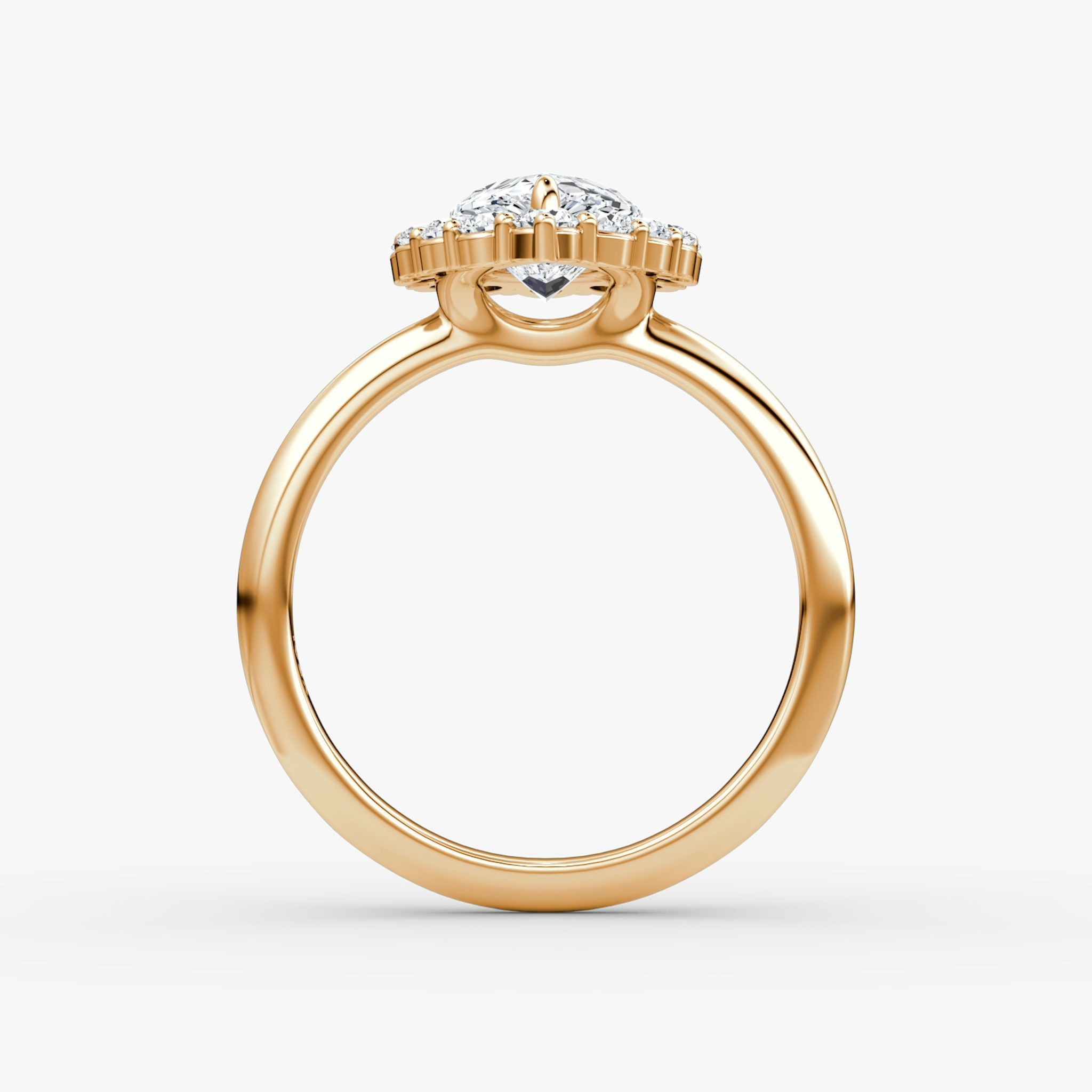 The Signature Floral Halo | Pear | 14k | Rose Gold | bandAccent: Plain | diamondOrientation: vertical | caratWeight: other