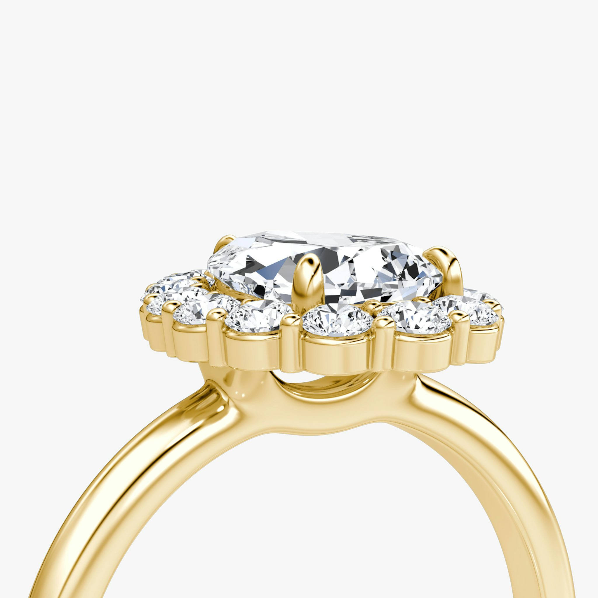 The Signature Floral Halo | Pear | 18k | Yellow Gold | bandAccent: Plain | diamondOrientation: vertical | caratWeight: other