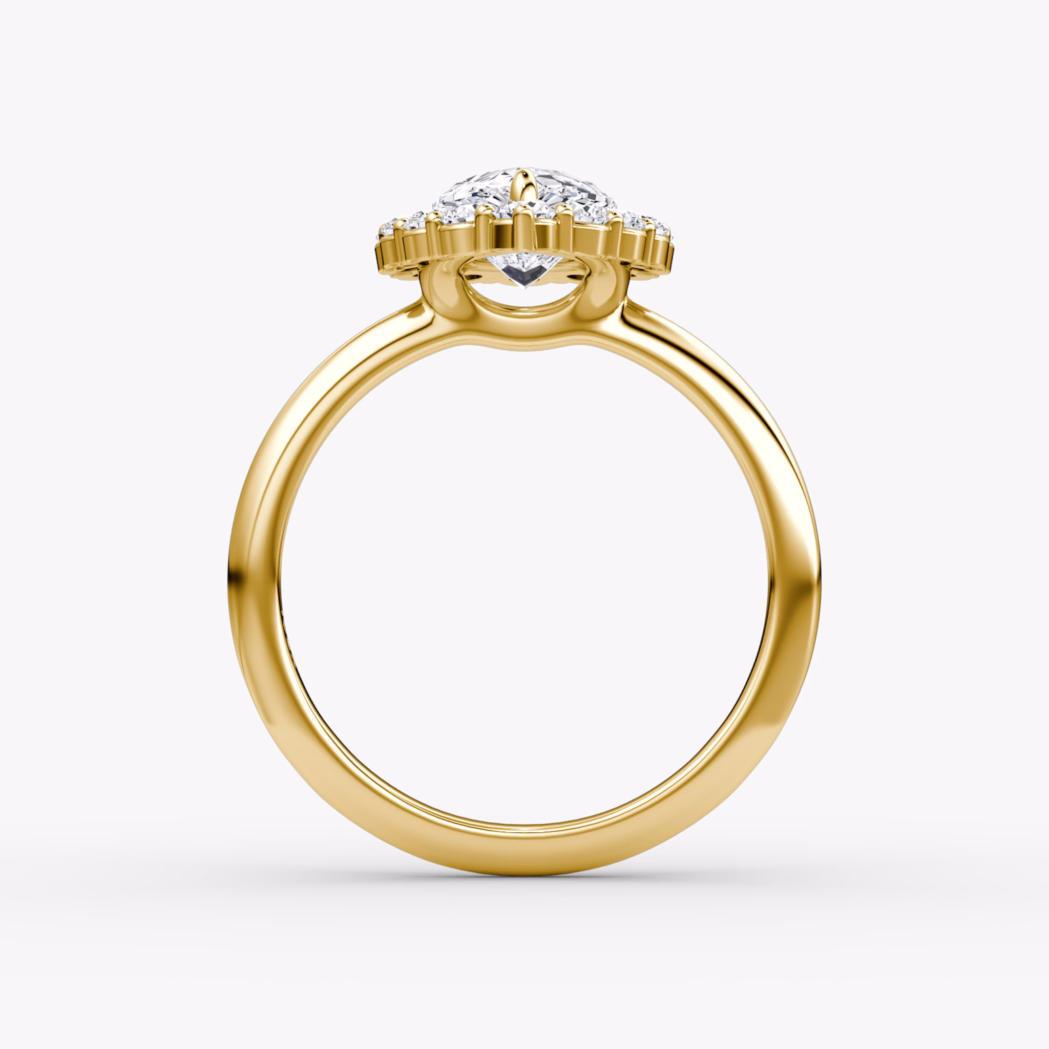 The Signature Floral Halo | Pear | 18k | Yellow Gold | bandAccent: Plain | diamondOrientation: vertical | caratWeight: other