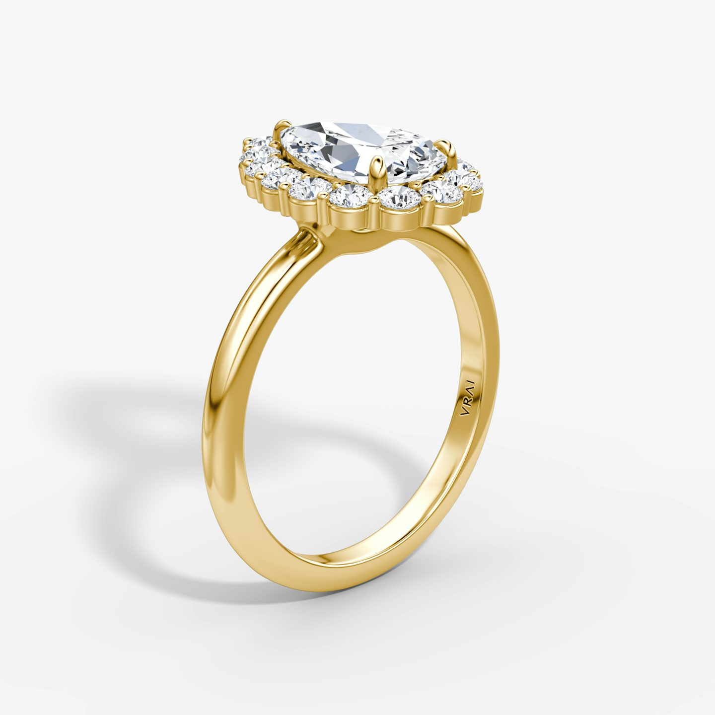 The Signature Floral Halo | Pear | 18k | Yellow Gold | bandAccent: Plain | diamondOrientation: vertical | caratWeight: other