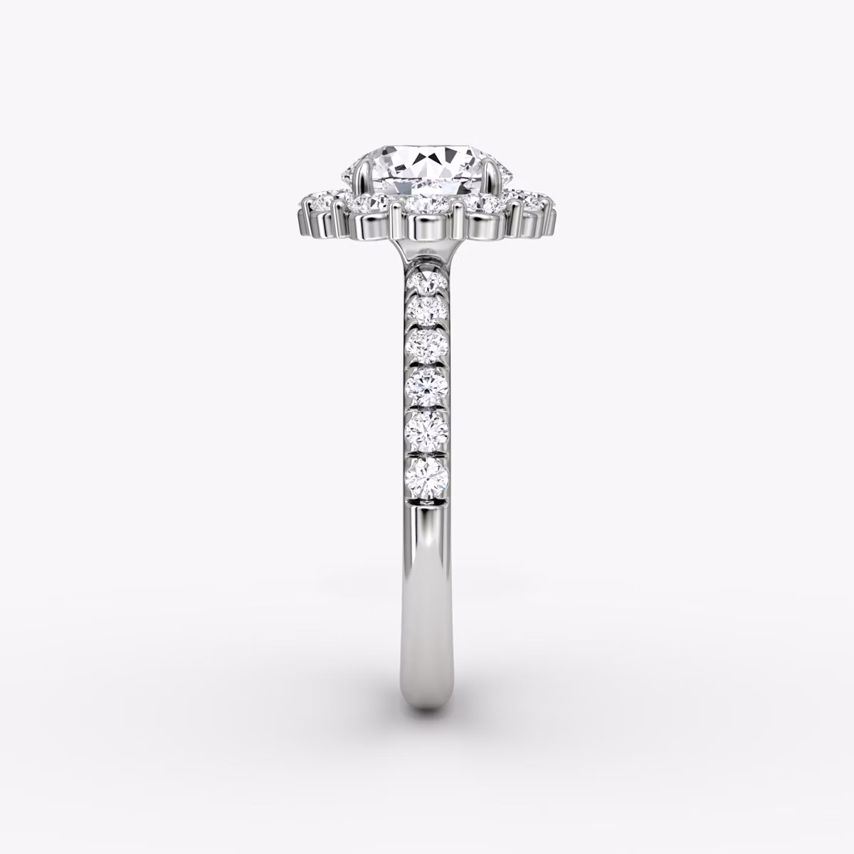 Signature Floral Halo | Rund | 18k | Weißgold | bandAccent: Mit Pavé-Besatz | caratWeight: other | diamondOrientation: vertical