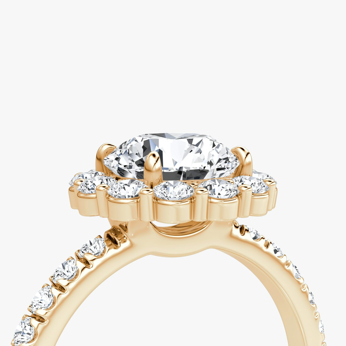 The Signature Floral Halo | Round Brilliant | 14k | Rose Gold | bandAccent: Pavé | caratWeight: 2.0ct | diamondOrientation: vertical