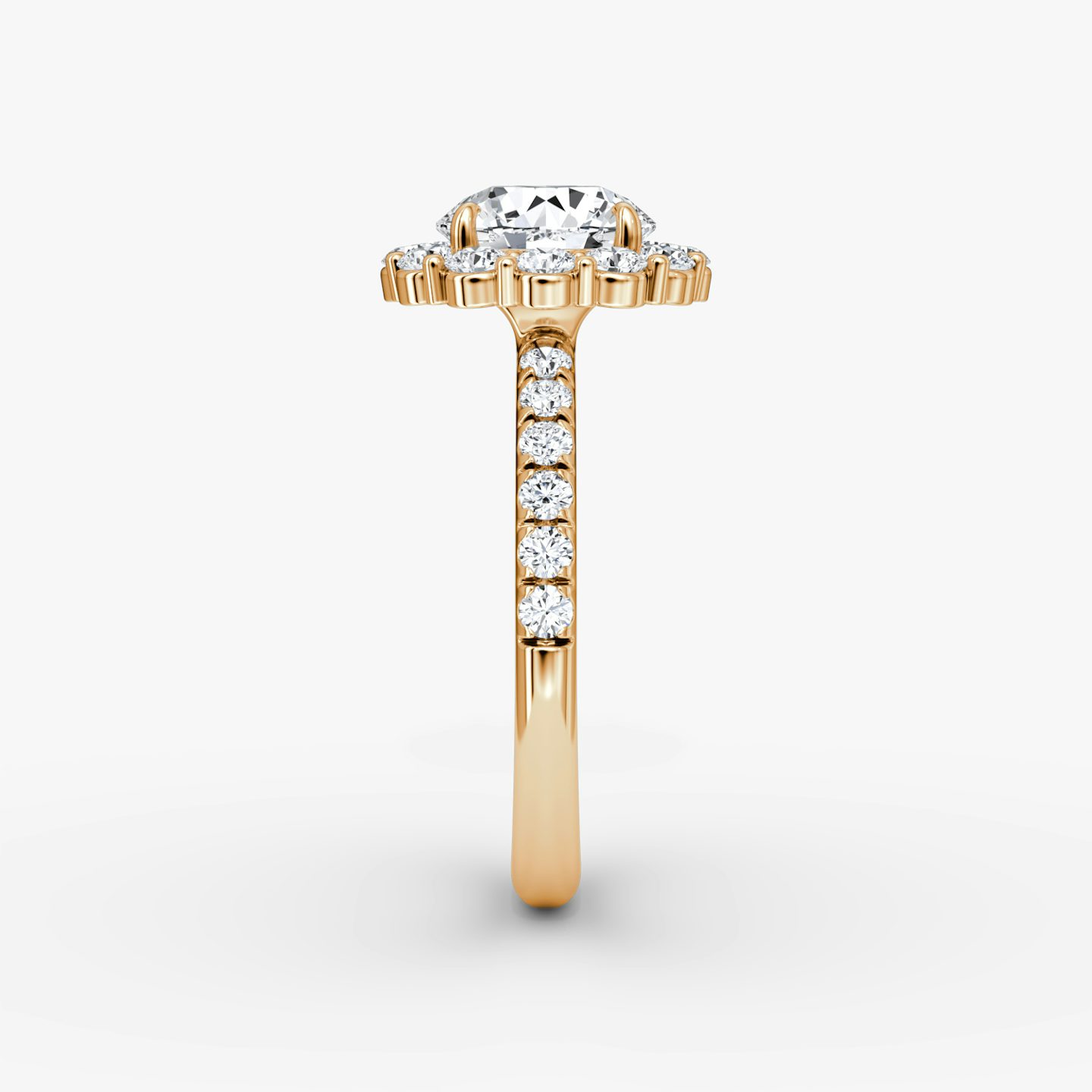The Signature Floral Halo | Round Brilliant | 14k | Rose Gold | bandAccent: Pavé | caratWeight: 2.0ct | diamondOrientation: vertical
