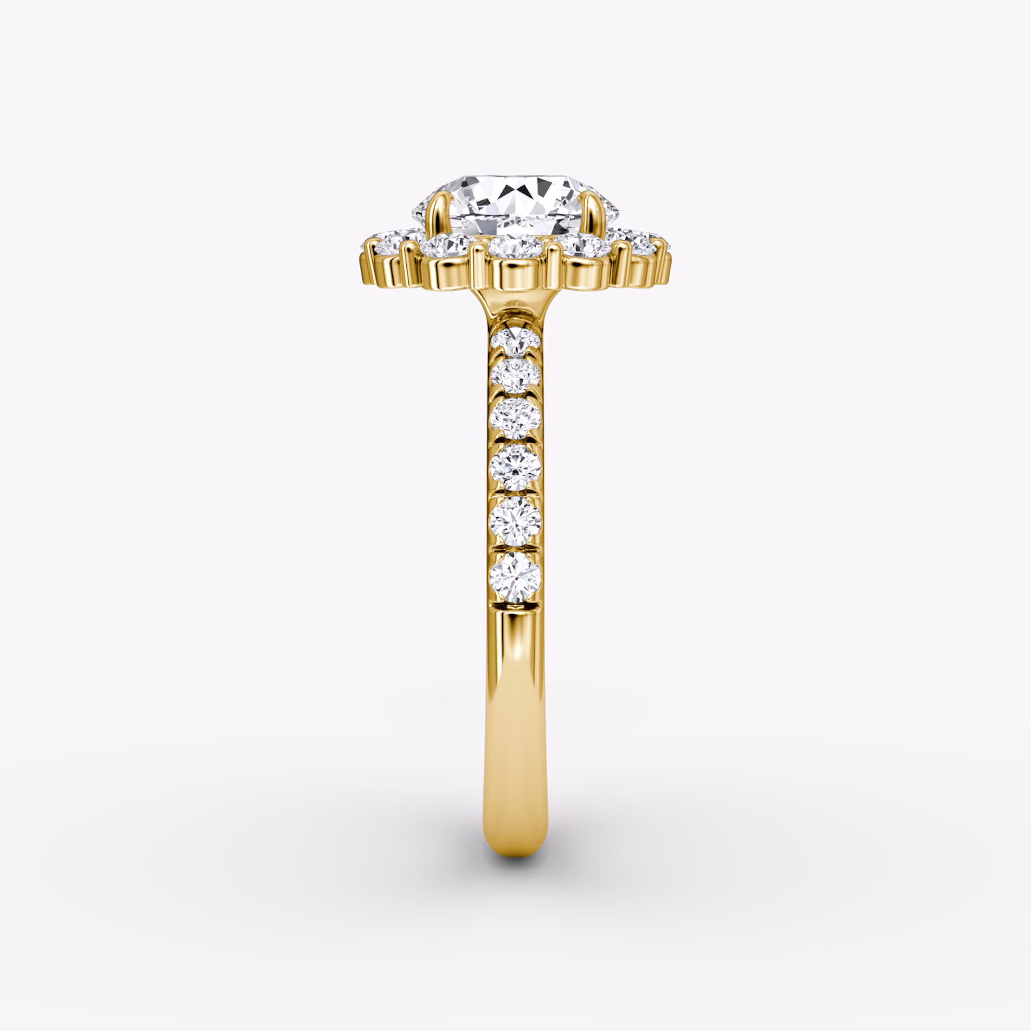 The Signature Floral Halo | Round Brilliant | 18k | Yellow Gold | bandAccent: Pavé | caratWeight: other | diamondOrientation: vertical