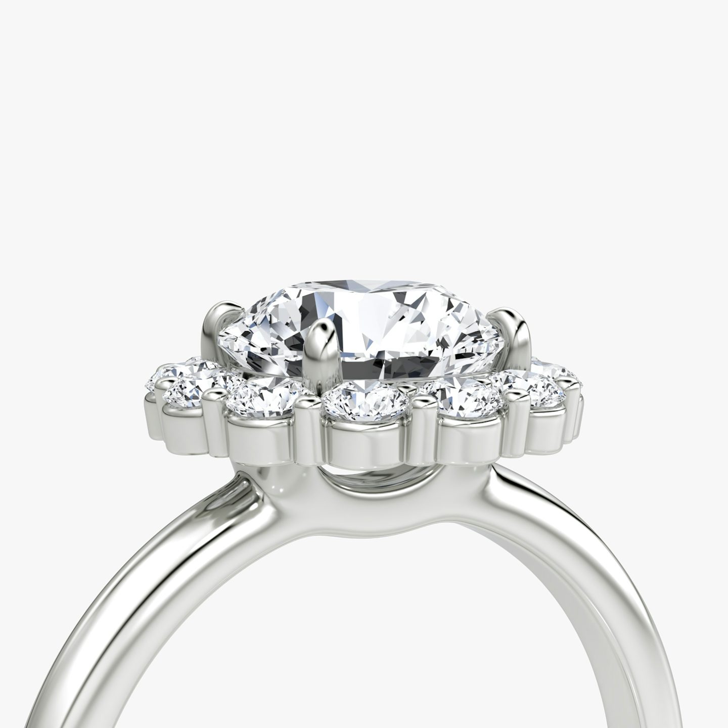The Signature Floral Halo | Round Brilliant | Platinum | bandAccent: Plain | caratWeight: 1.5ct | diamondOrientation: vertical