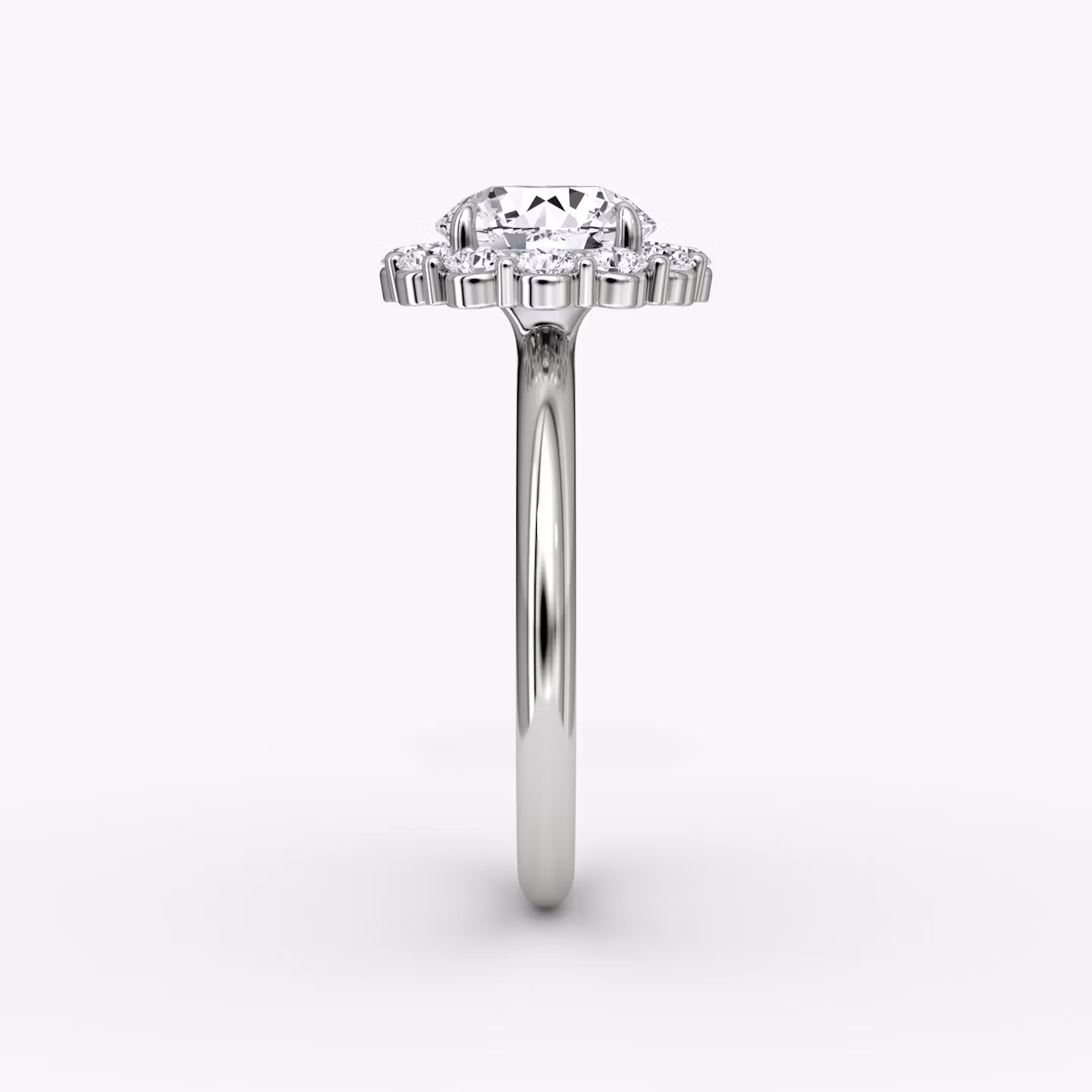 The Signature Floral Halo | Round Brilliant | Platinum | bandAccent: Plain | caratWeight: 1.5ct | diamondOrientation: vertical