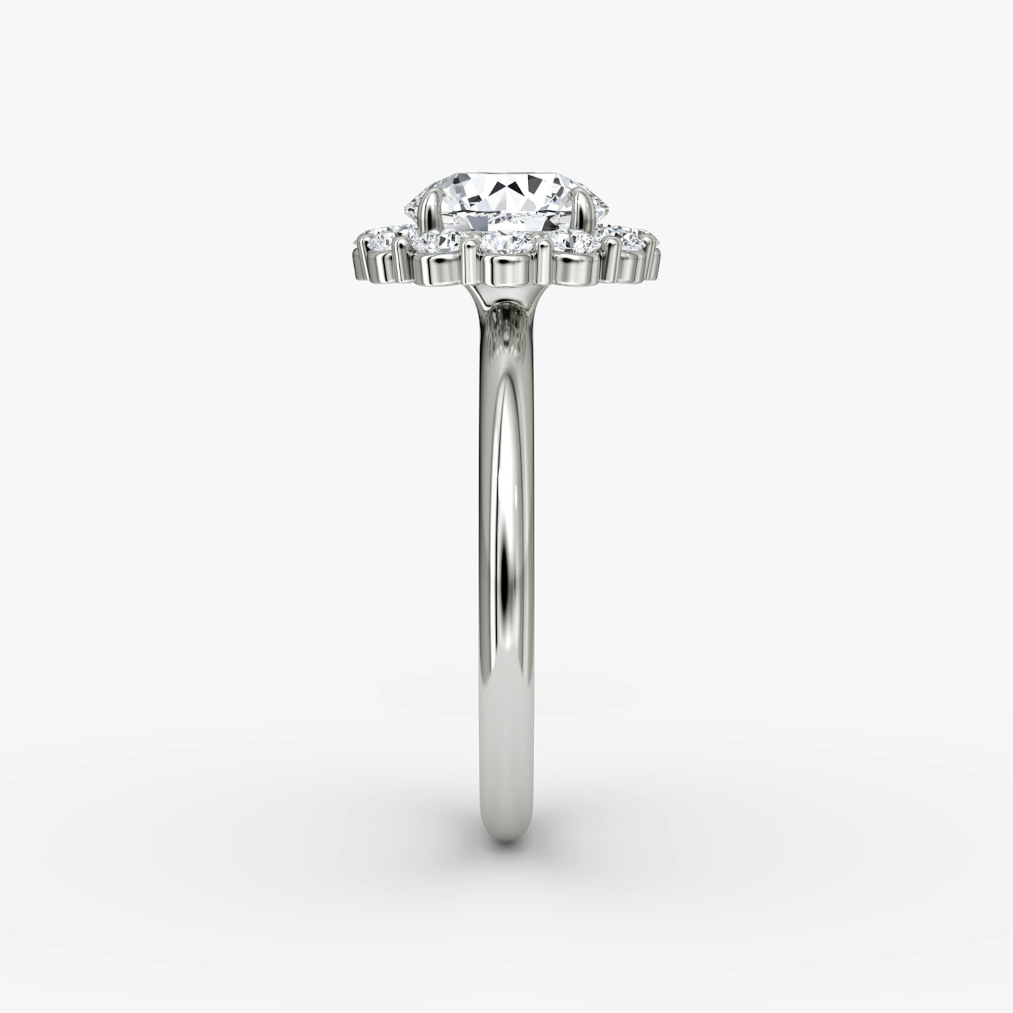 The Signature Floral Halo | Round Brilliant | 18k | White Gold | bandAccent: Plain | caratWeight: other | diamondOrientation: vertical