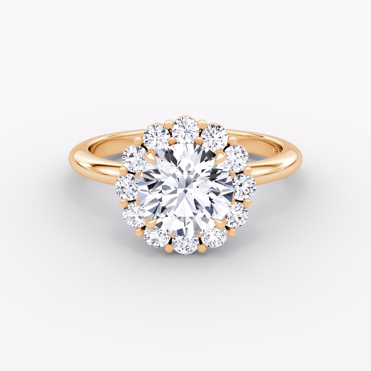 Signature Floral Halo | Rund | 14k | Roségold | bandAccent: Ohne Pavé-Besatz | caratWeight: 1.0ct | diamondOrientation: vertical