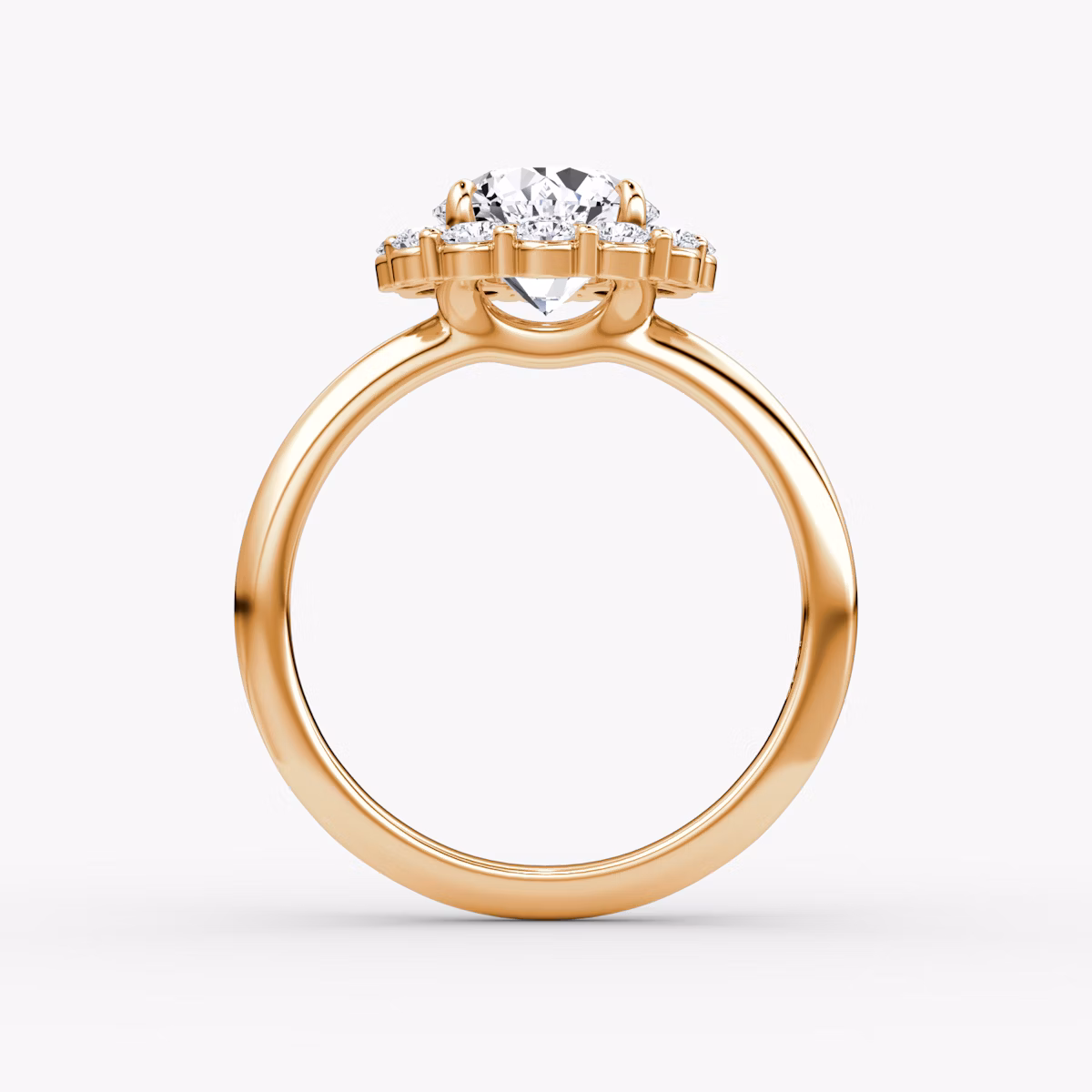 Signature Floral Halo | Rund | 14k | Roségold | bandAccent: Ohne Pavé-Besatz | caratWeight: 1.0ct | diamondOrientation: vertical