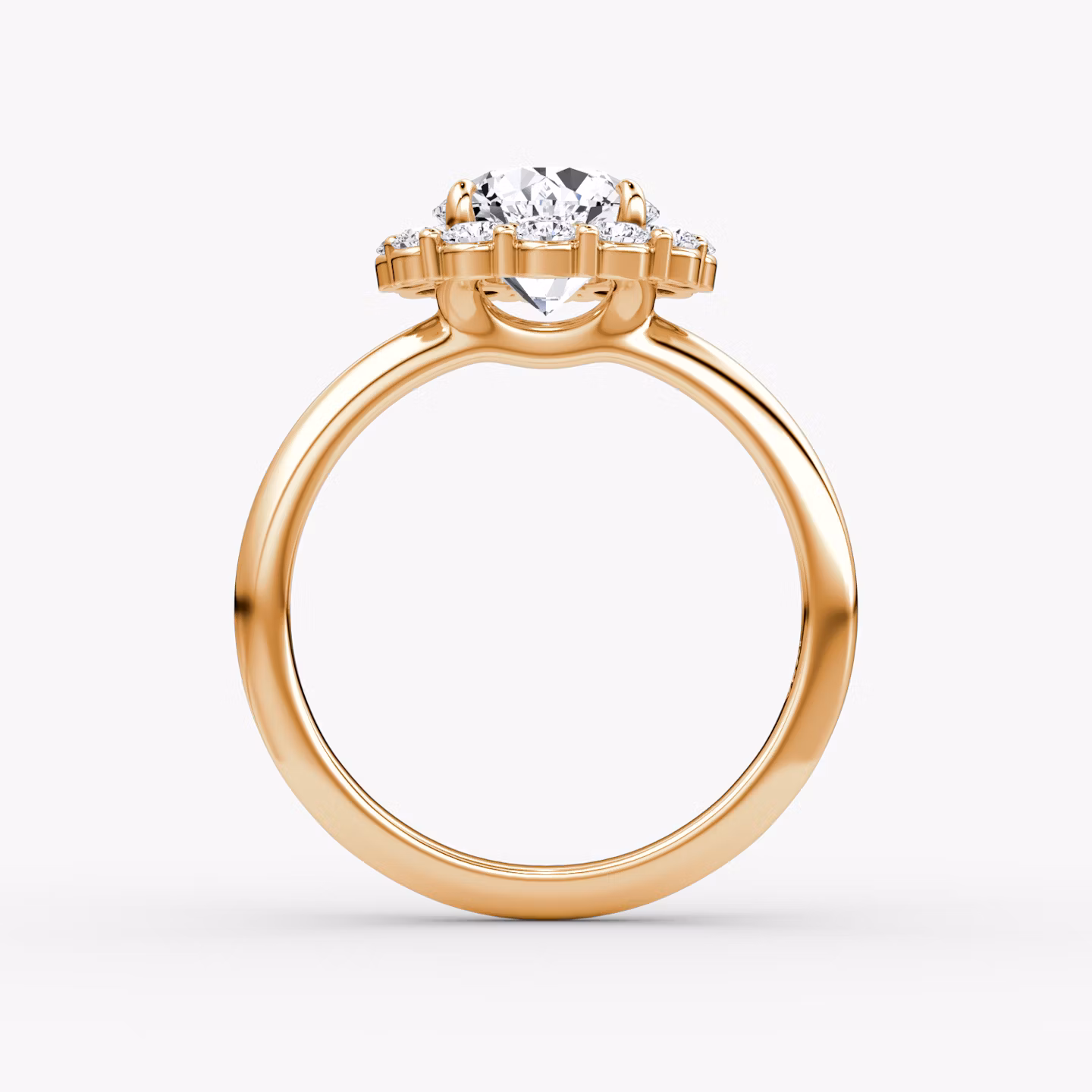 The Signature Floral Halo | Round Brilliant | 14k | Rose Gold | bandAccent: Plain | caratWeight: 2.0ct | diamondOrientation: vertical