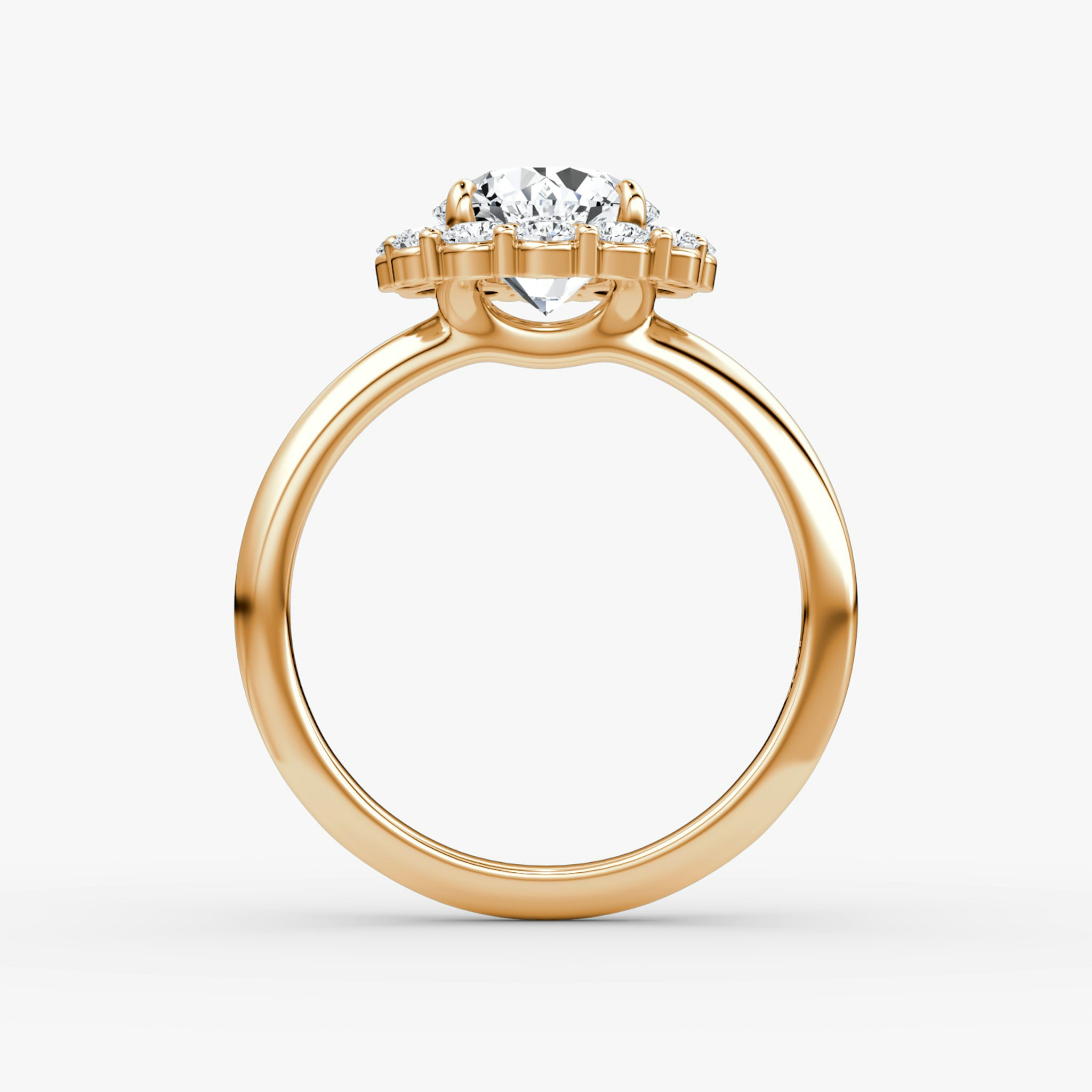 The Signature Floral Halo | Round Brilliant | 14k | Rose Gold | bandAccent: Plain | caratWeight: other | diamondOrientation: vertical