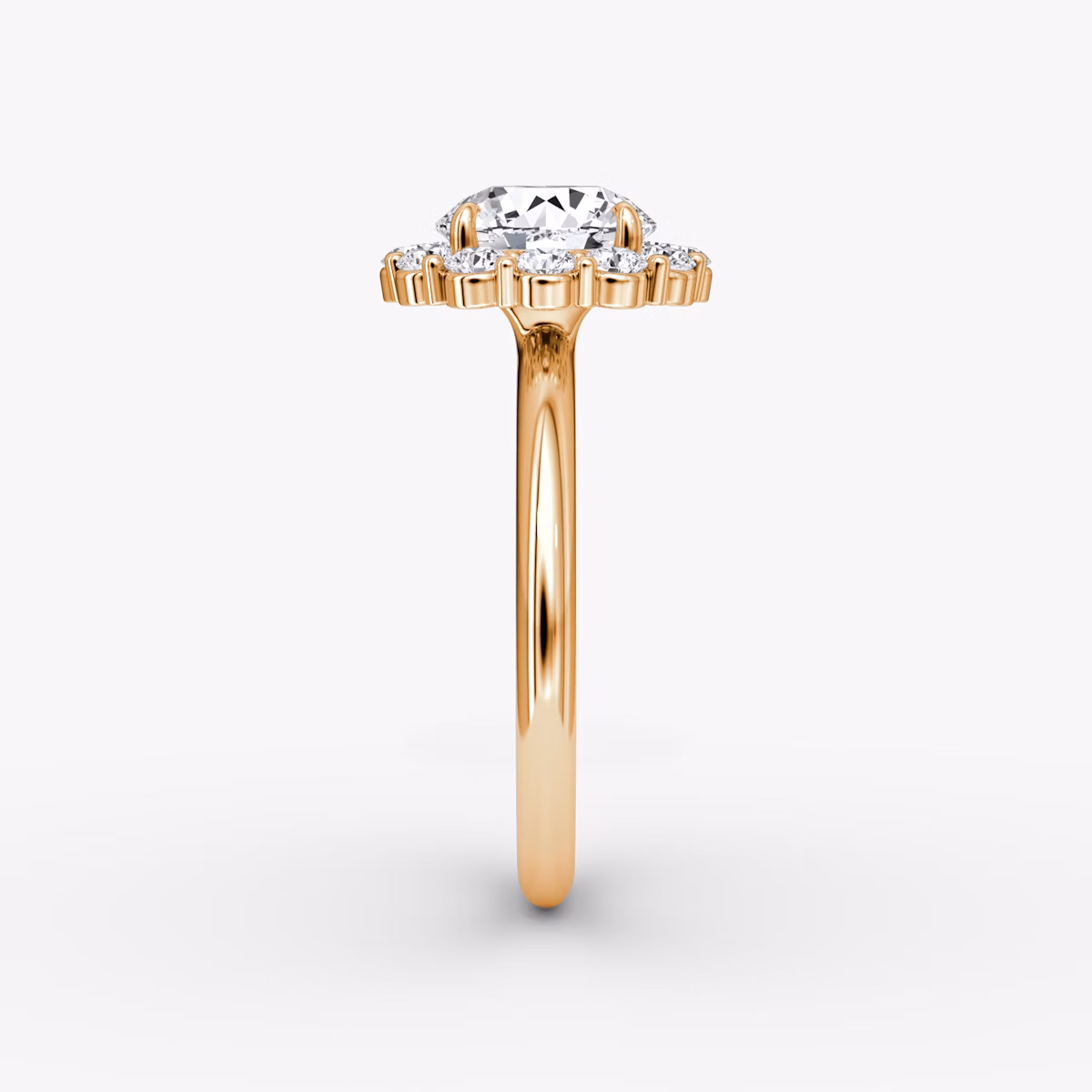 Signature Floral Halo | Rund | 14k | Roségold | bandAccent: Ohne Pavé-Besatz | caratWeight: 1.0ct | diamondOrientation: vertical