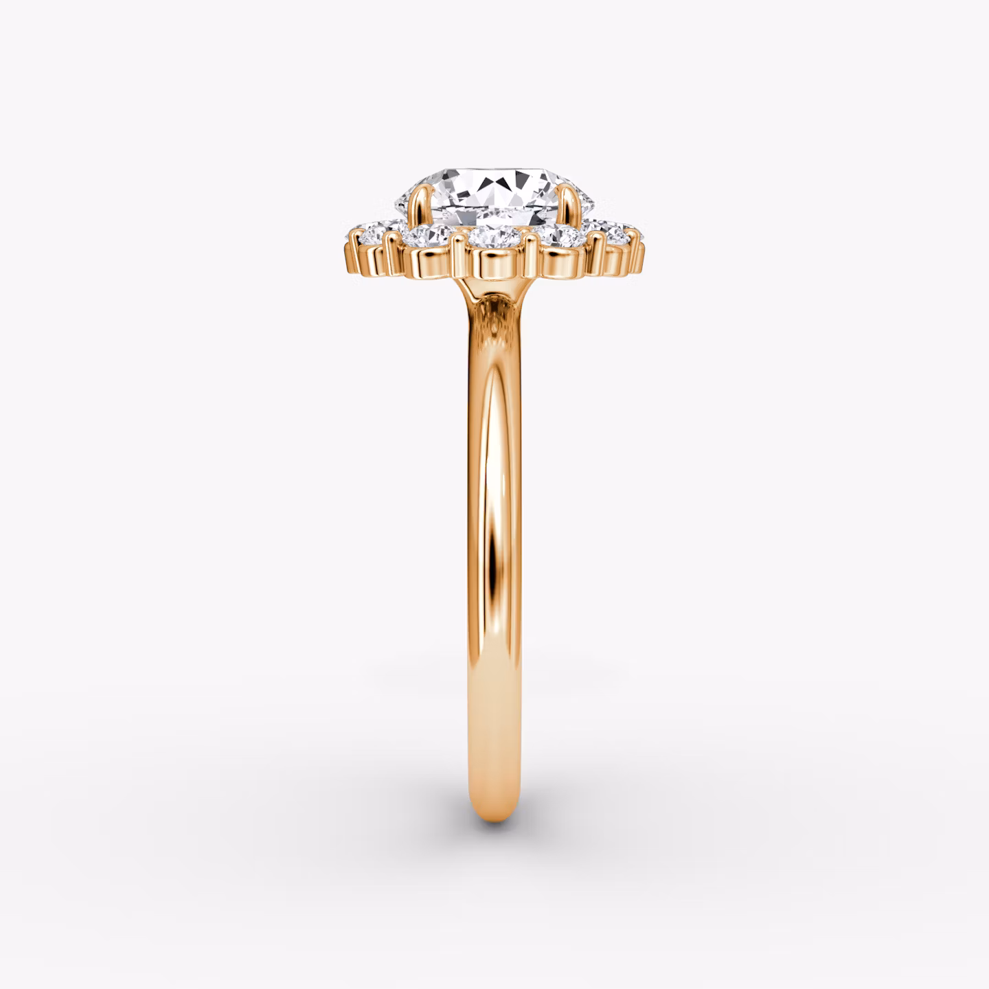 The Signature Floral Halo | Round Brilliant | 14k | Rose Gold | bandAccent: Plain | caratWeight: 2.0ct | diamondOrientation: vertical