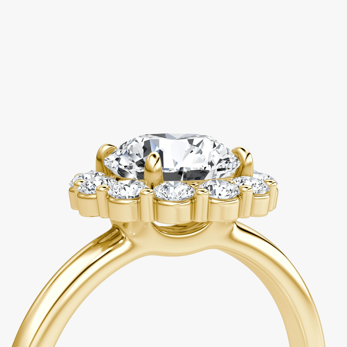 The Signature Floral Halo | Round Brilliant | 18k | Yellow Gold | bandAccent: Plain | caratWeight: 1.0ct | diamondOrientation: vertical