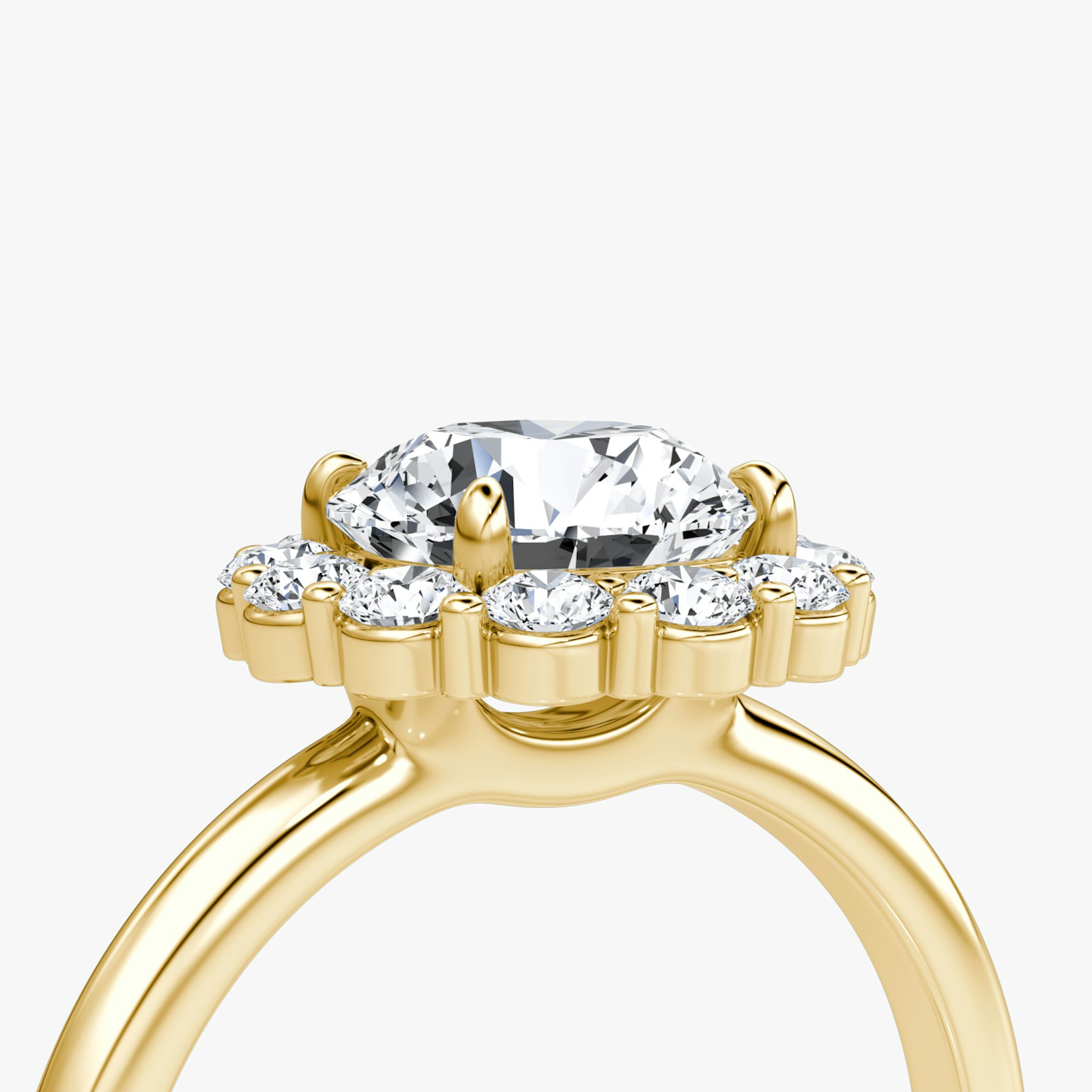 The Signature Floral Halo | Round Brilliant | 18k | Yellow Gold | bandAccent: Plain | caratWeight: other | diamondOrientation: vertical
