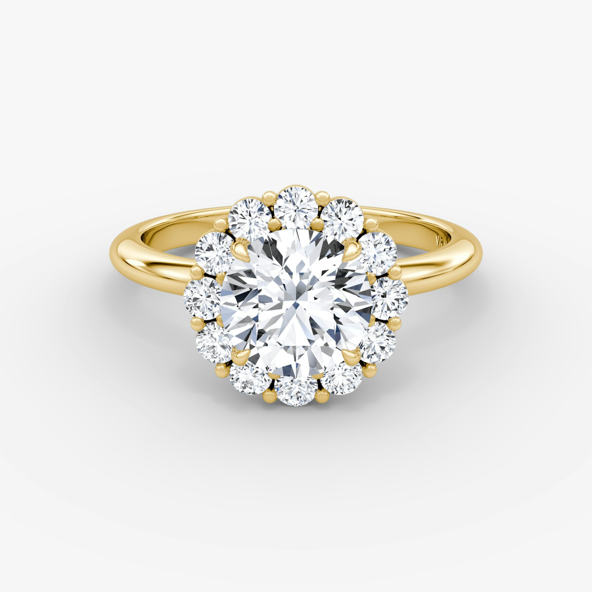 The Signature Floral Halo | Round Brilliant | 18k | Yellow Gold | bandAccent: Plain | caratWeight: other | diamondOrientation: vertical