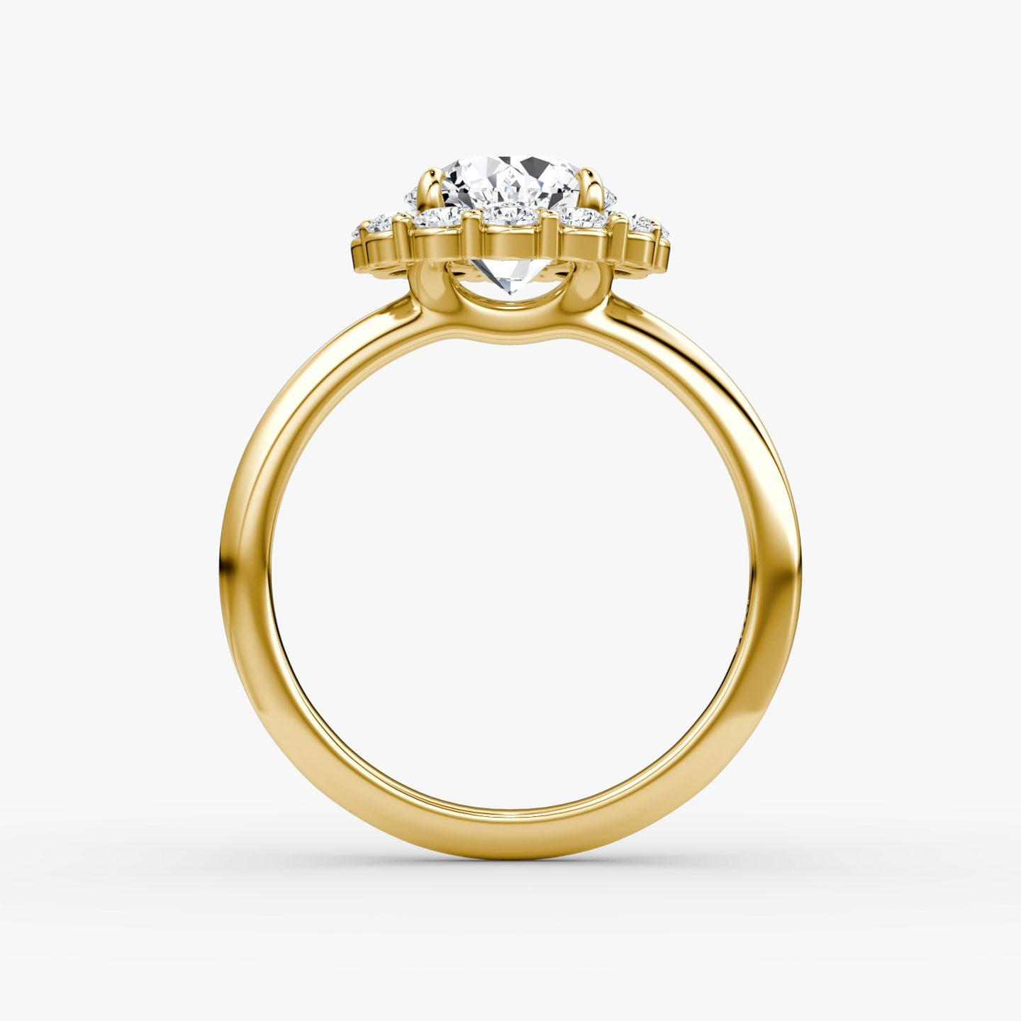The Signature Floral Halo | Round Brilliant | 18k | Yellow Gold | bandAccent: Plain | caratWeight: 1.0ct | diamondOrientation: vertical