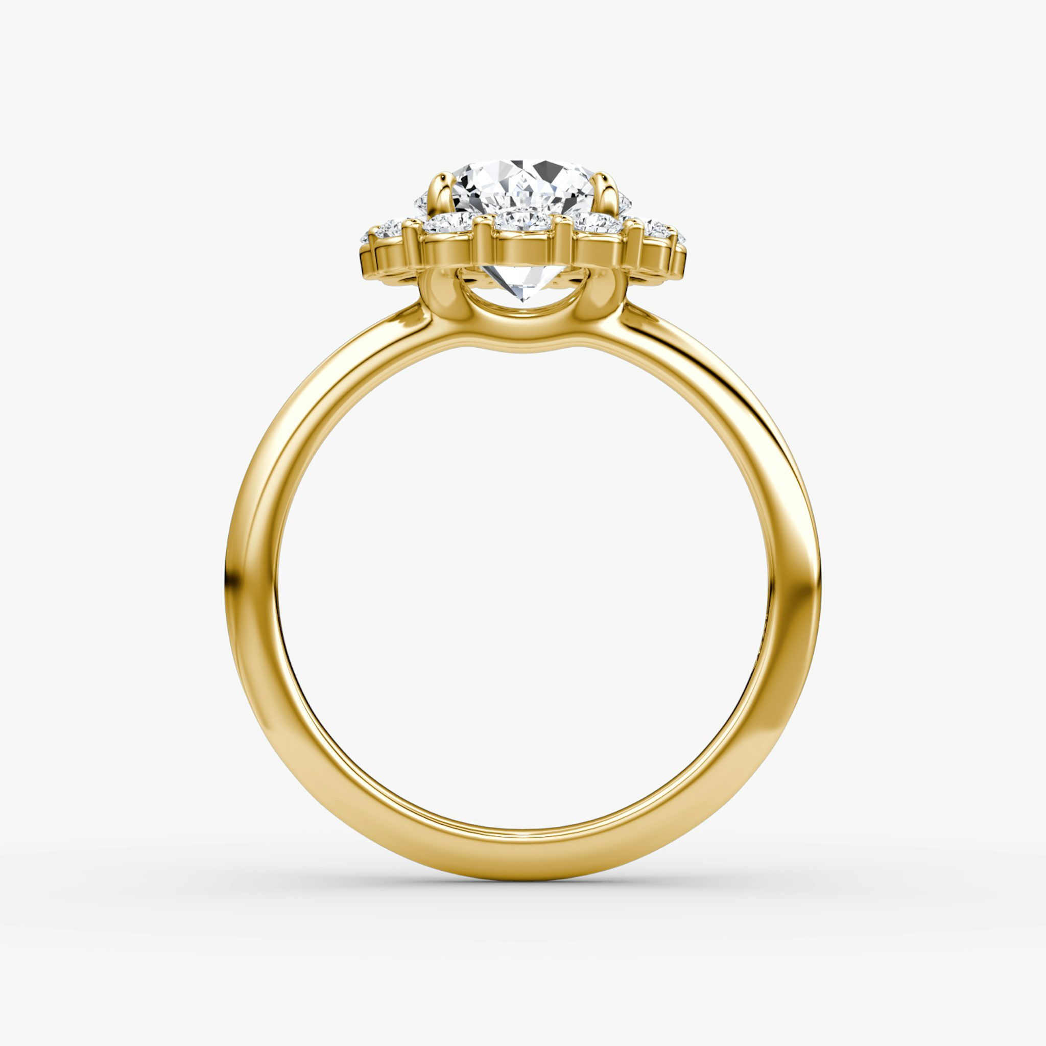 The Signature Floral Halo | Round Brilliant | 18k | Yellow Gold | bandAccent: Plain | caratWeight: other | diamondOrientation: vertical