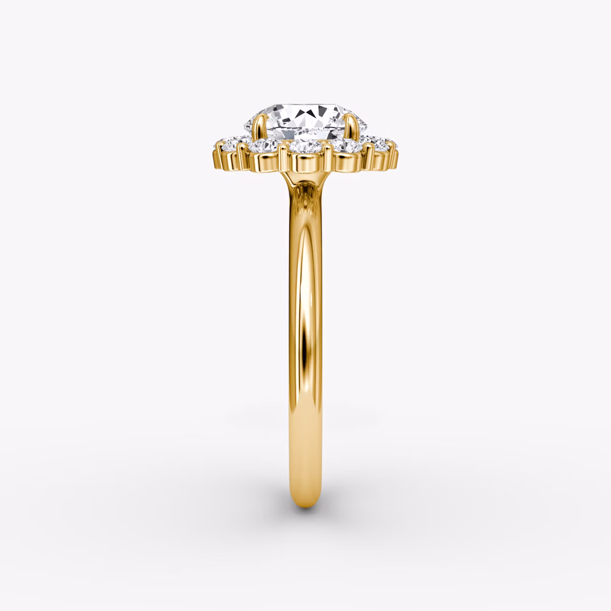 The Signature Floral Halo | Round Brilliant | 18k | Yellow Gold | bandAccent: Plain | caratWeight: other | diamondOrientation: vertical