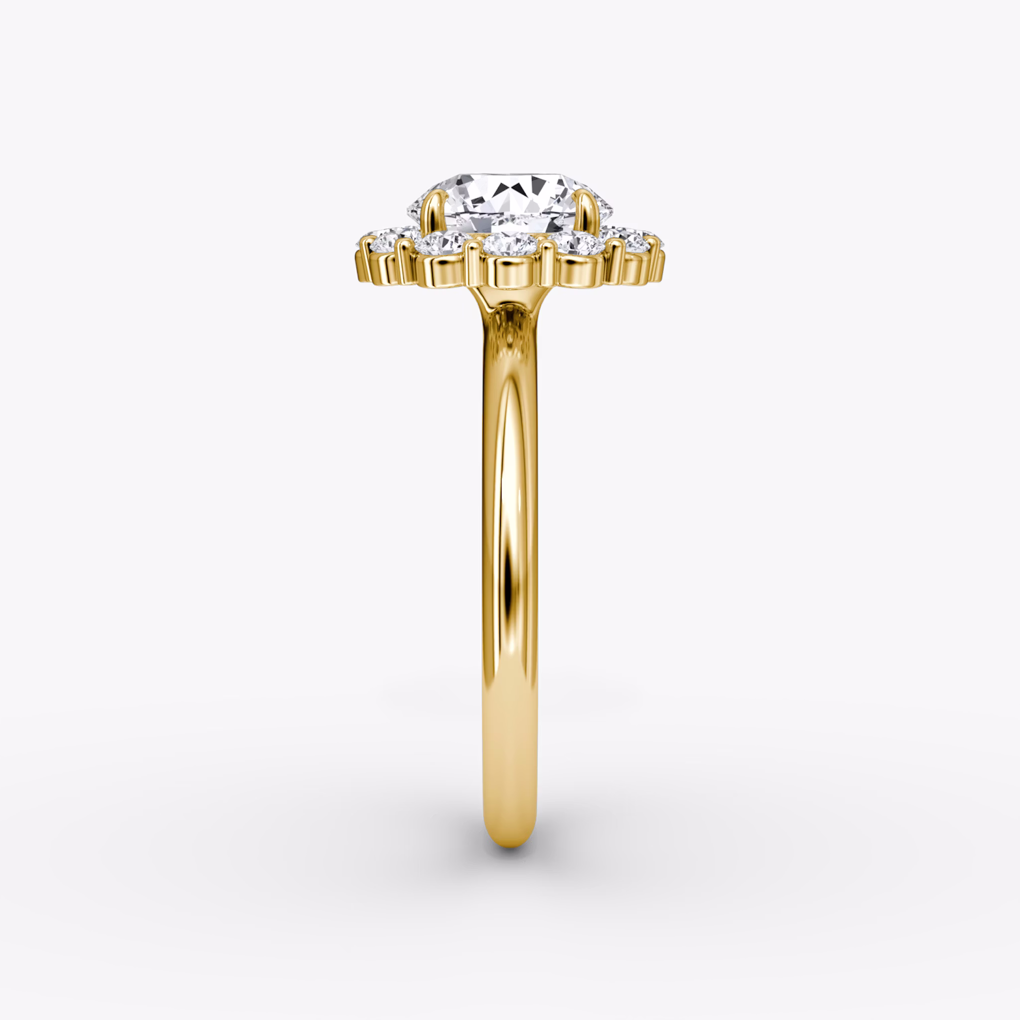 The Signature Floral Halo | Round Brilliant | 18k | Yellow Gold | bandAccent: Plain | caratWeight: other | diamondOrientation: vertical