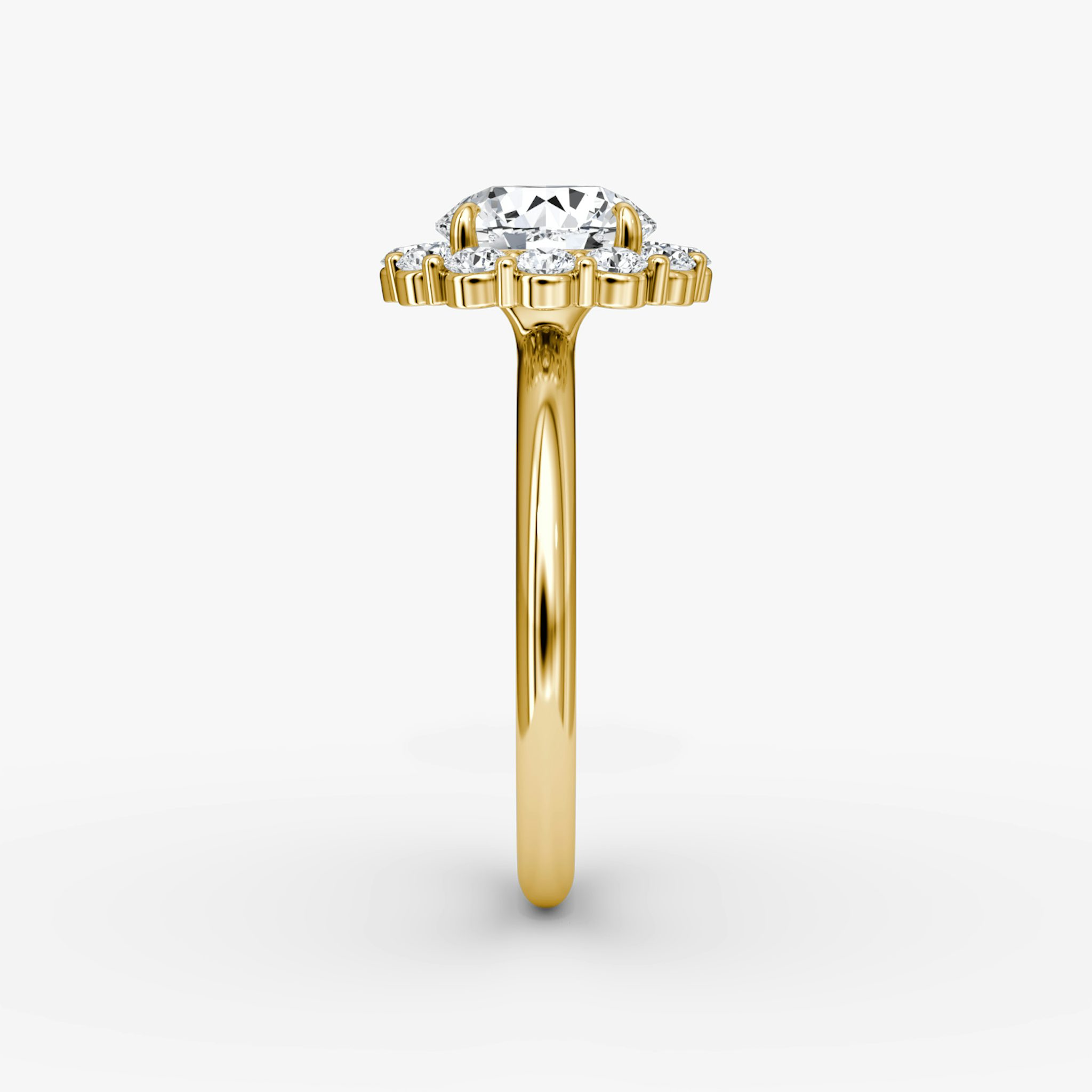 The Signature Floral Halo | Round Brilliant | 18k | Yellow Gold | bandAccent: Plain | caratWeight: other | diamondOrientation: vertical