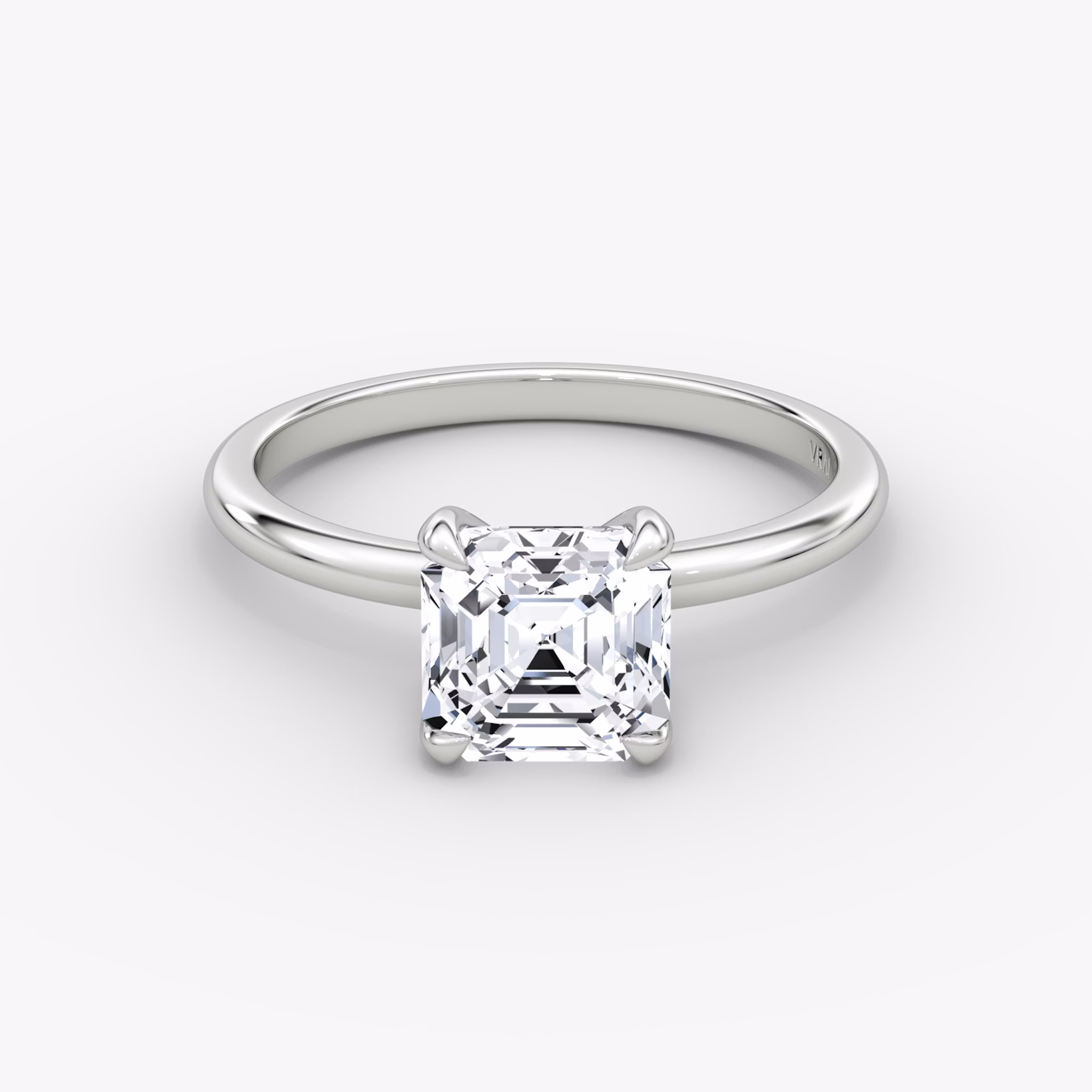 The Classic | Asscher | 18k | White Gold | bandAccent: Plain | bandWidth: standard | diamondOrientation: vertical | caratWeight: other
