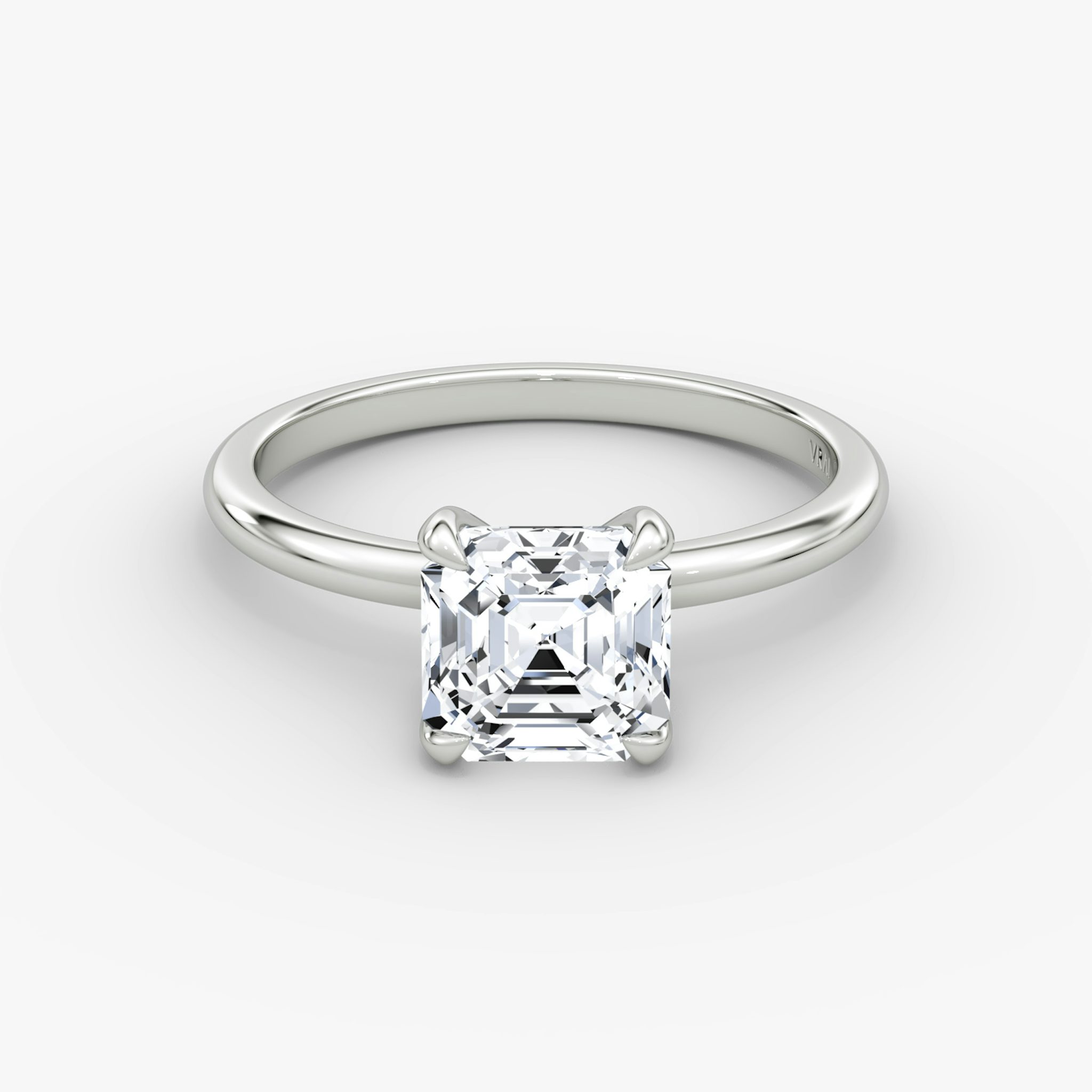 The Classic | Asscher | 18k | White Gold | bandAccent: Plain | bandWidth: standard | diamondOrientation: vertical | caratWeight: other