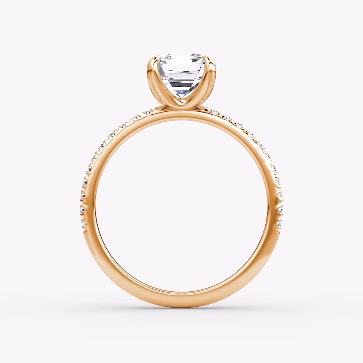 The Classic | Asscher | 14k | Rose Gold | bandAccent: Pavé | bandWidth: standard | diamondOrientation: vertical | caratWeight: other
