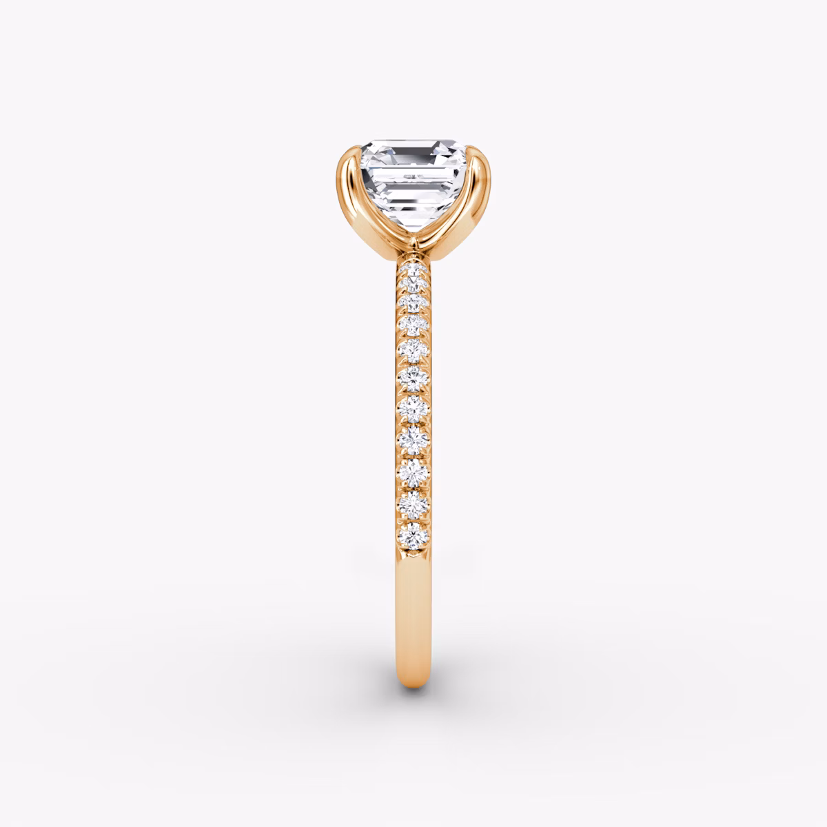 The Classic | Asscher | 14k | Rose Gold | bandAccent: Pavé | bandWidth: standard | diamondOrientation: vertical | caratWeight: other