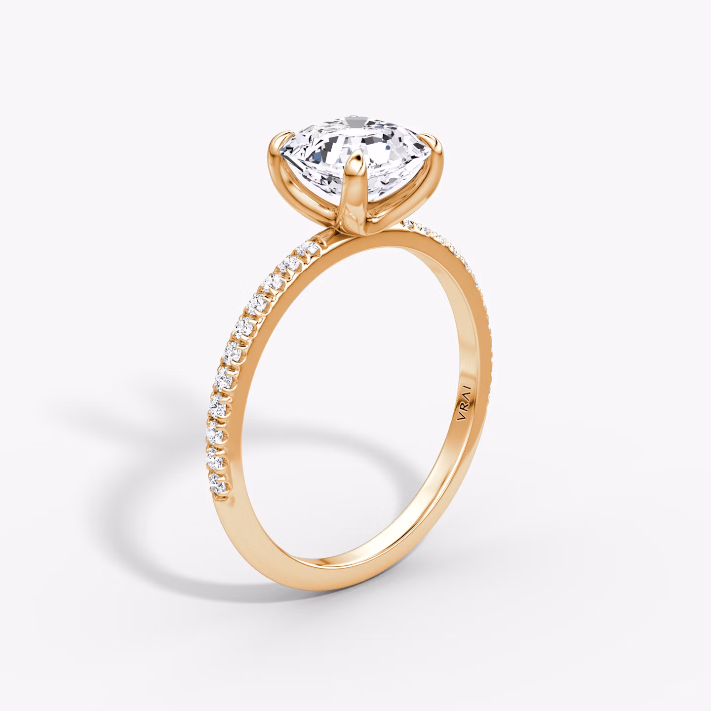 The Classic | Asscher | 14k | Rose Gold | bandAccent: Pavé | bandWidth: standard | diamondOrientation: vertical | caratWeight: other