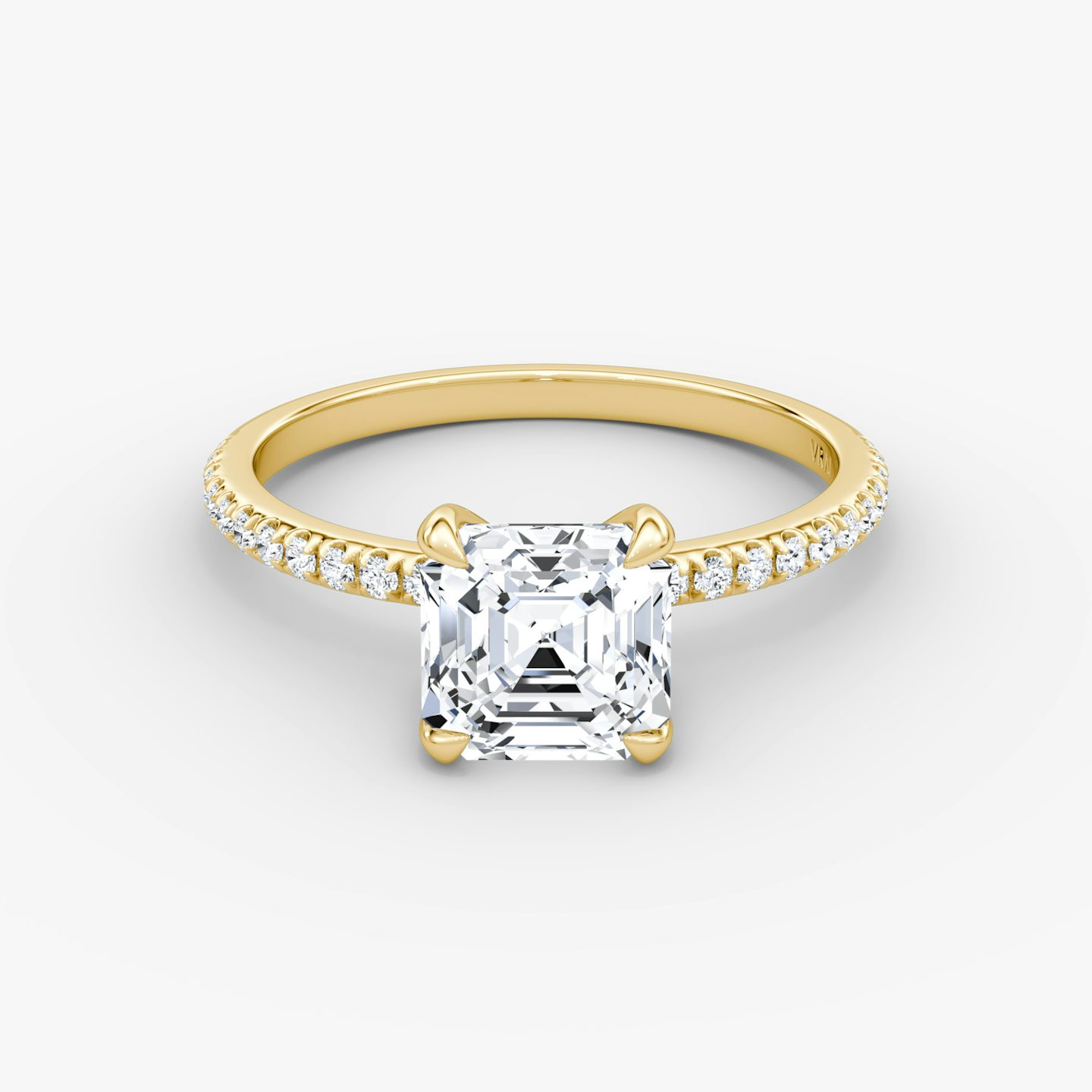The Classic | Asscher | 18k | Yellow Gold | bandAccent: Pavé | bandWidth: standard | diamondOrientation: vertical | caratWeight: other