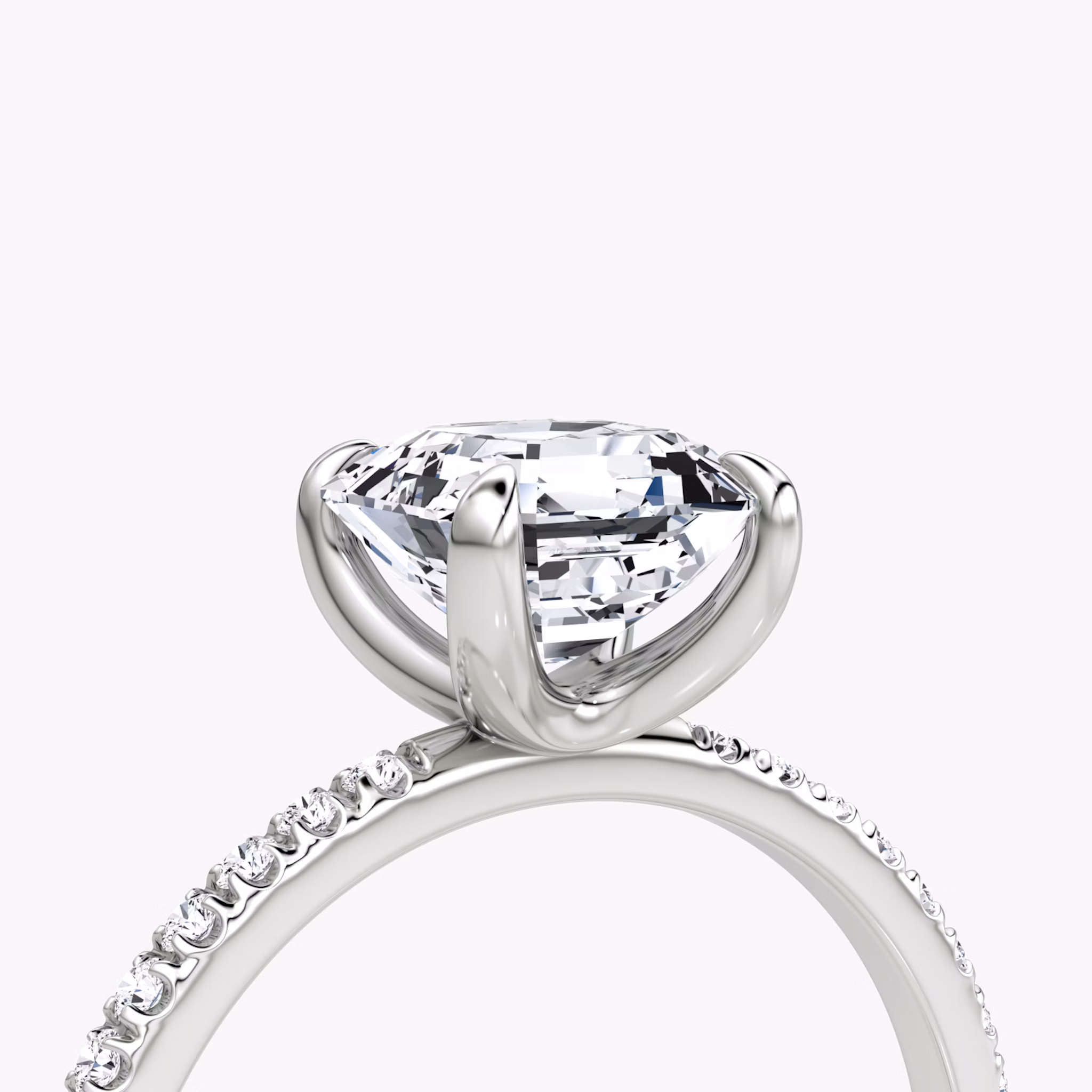 The Classic | Asscher | 18k | White Gold | bandAccent: Pavé | bandWidth: standard | diamondOrientation: vertical | caratWeight: other
