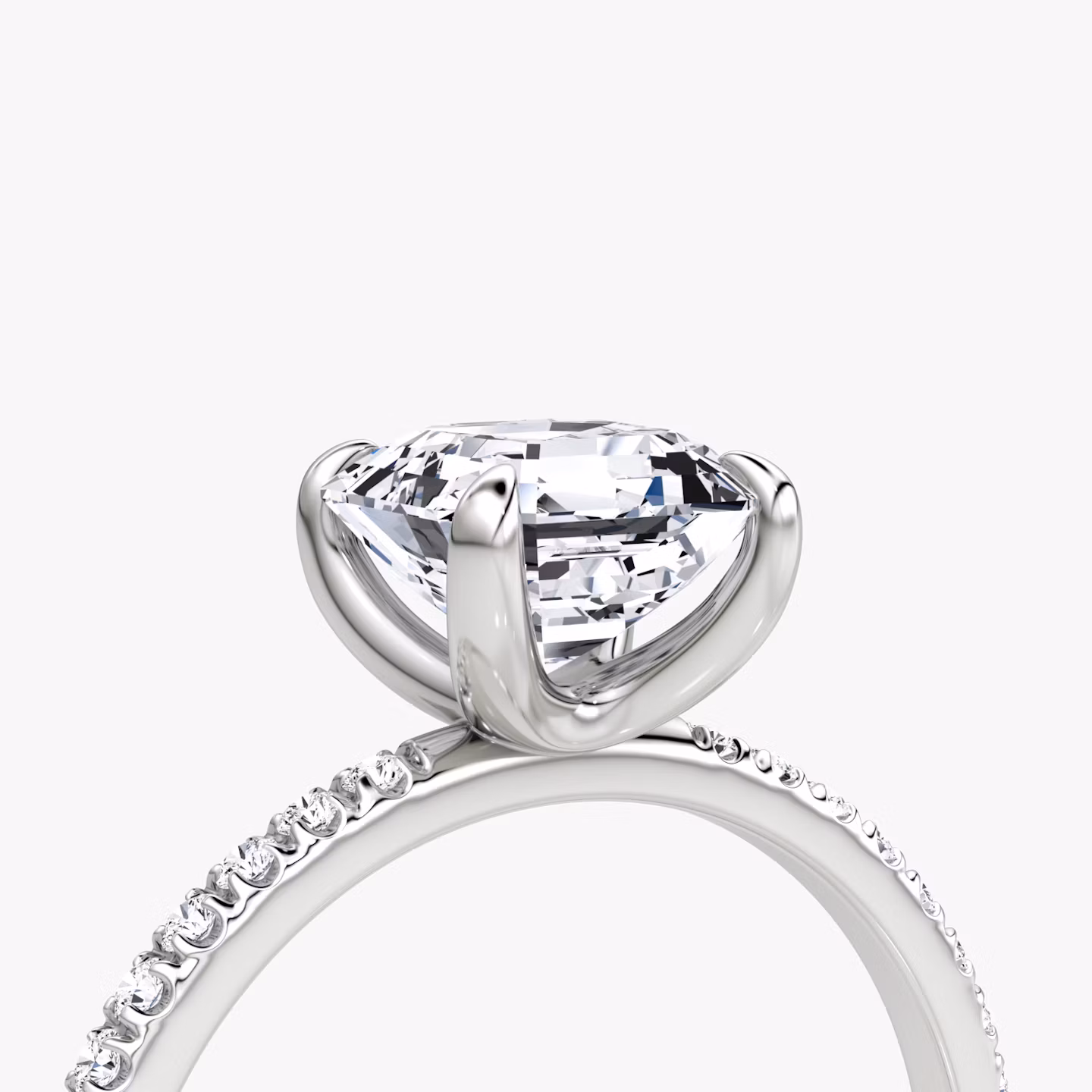 The Classic | Asscher | Platinum | bandAccent: Pavé | bandWidth: standard | diamondOrientation: vertical | caratWeight: other