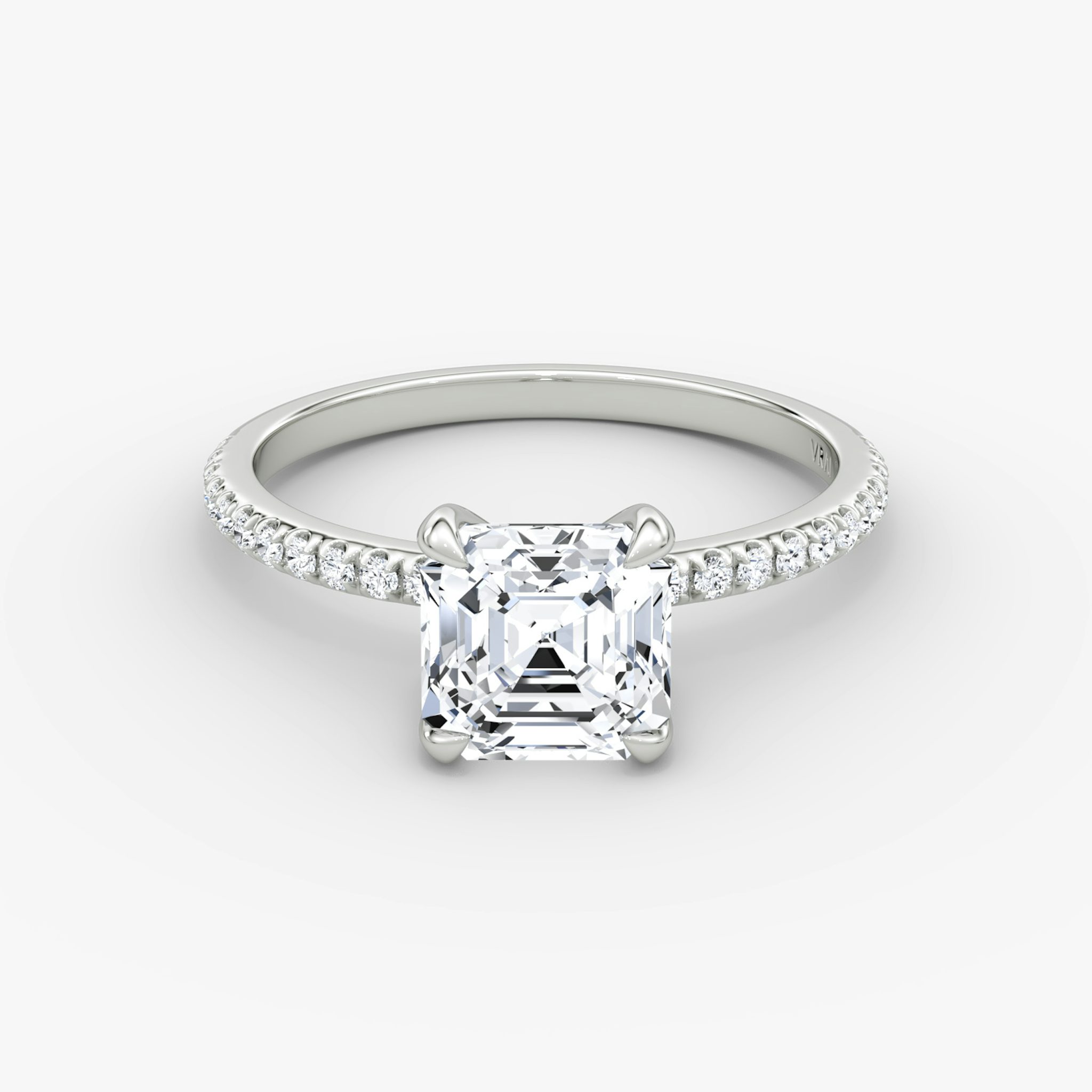 The Classic | Asscher | 18k | White Gold | bandAccent: Pavé | bandWidth: standard | diamondOrientation: vertical | caratWeight: other