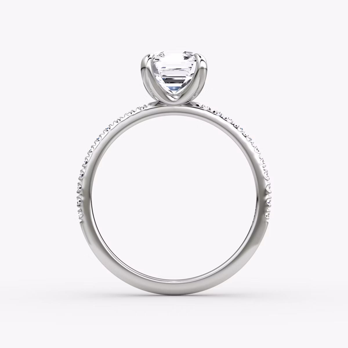The Classic | Asscher | 18k | White Gold | bandAccent: Pavé | bandWidth: standard | diamondOrientation: vertical | caratWeight: other