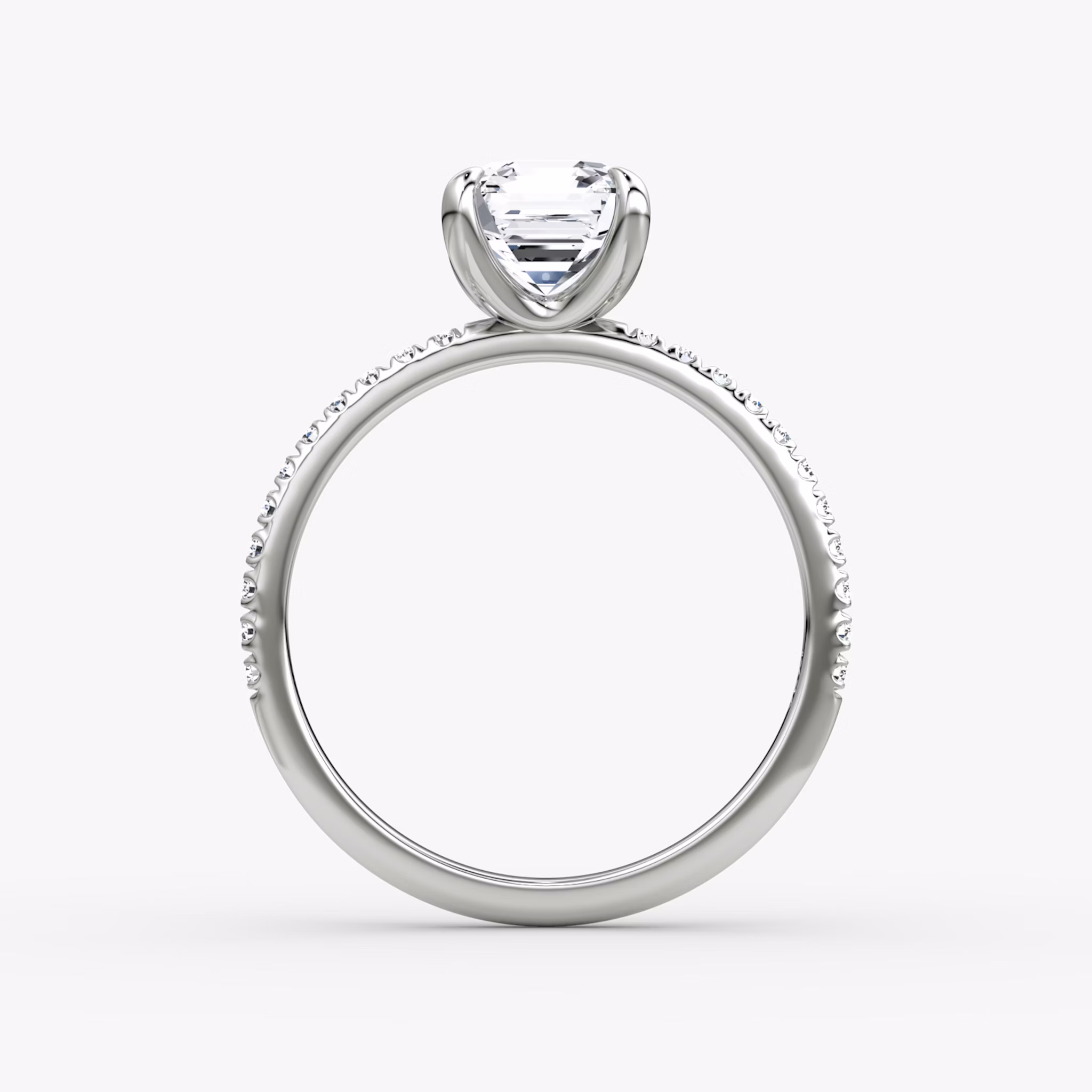 The Classic | Asscher | 18k | White Gold | bandAccent: Pavé | bandWidth: standard | diamondOrientation: vertical | caratWeight: other