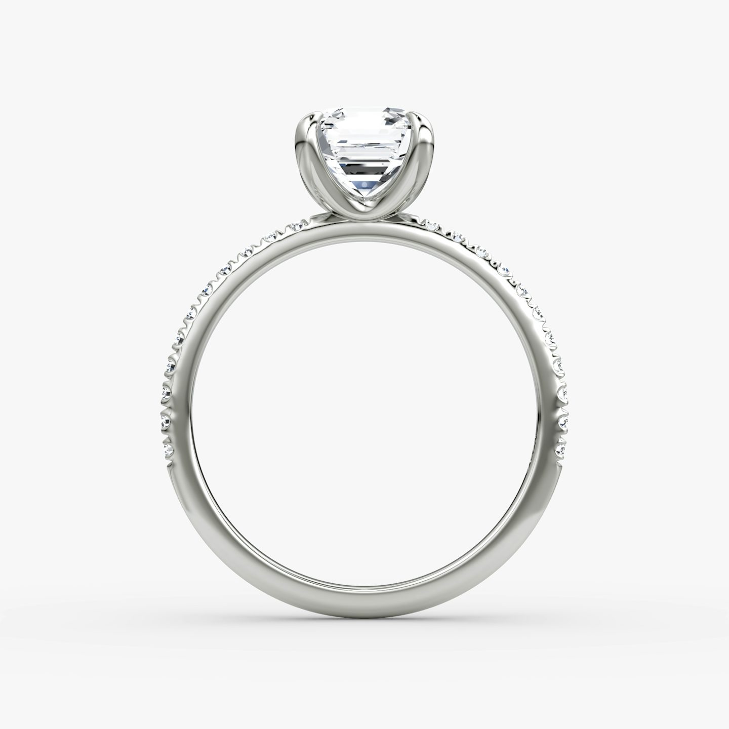 The Classic | Asscher | Platinum | bandAccent: Pavé | bandWidth: standard | diamondOrientation: vertical | caratWeight: other