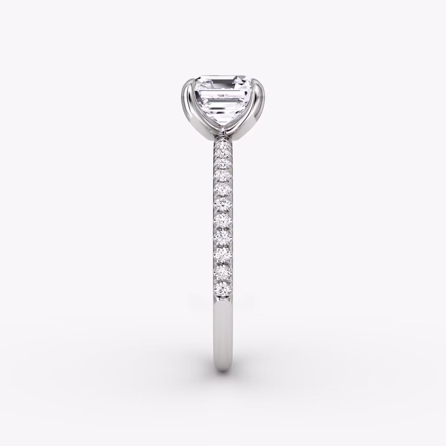 The Classic | Asscher | Platinum | bandAccent: Pavé | bandWidth: standard | diamondOrientation: vertical | caratWeight: other