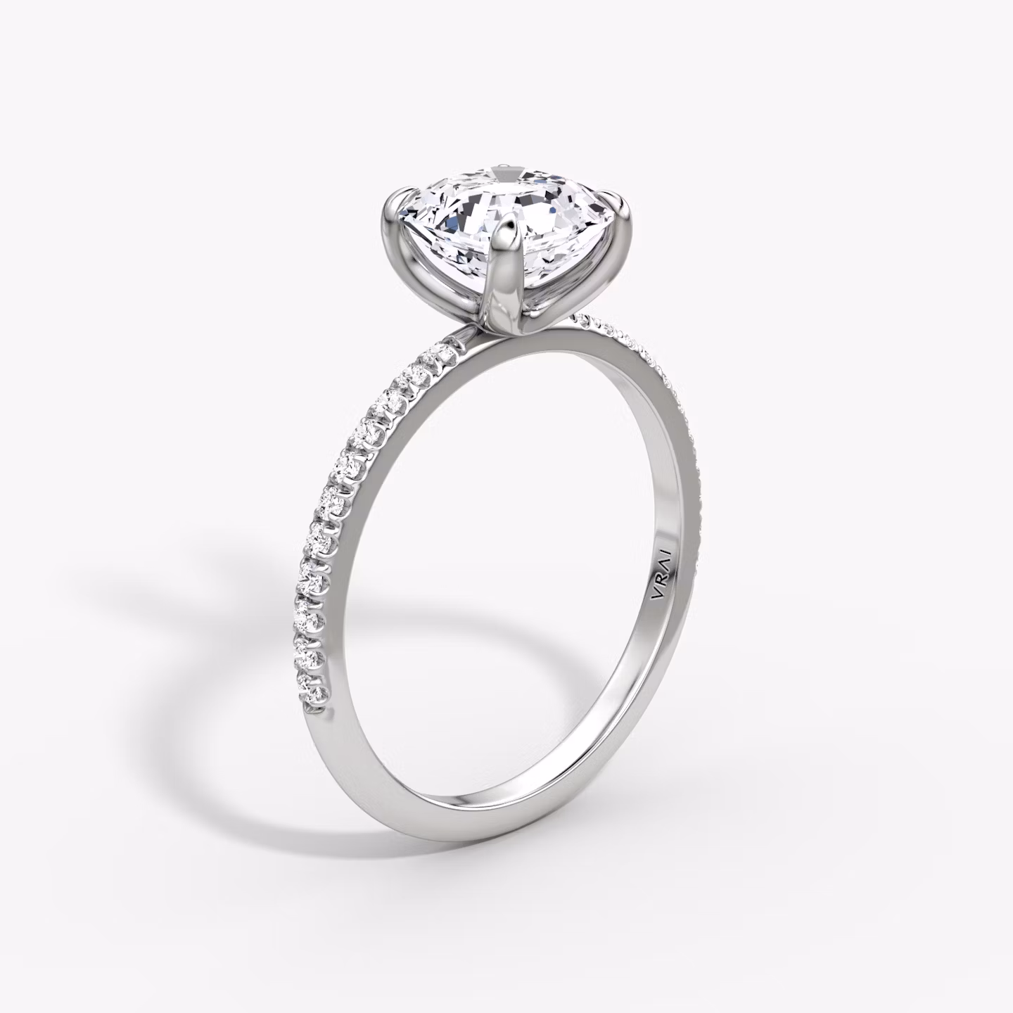 The Classic | Asscher | Platinum | bandAccent: Pavé | bandWidth: standard | diamondOrientation: vertical | caratWeight: other
