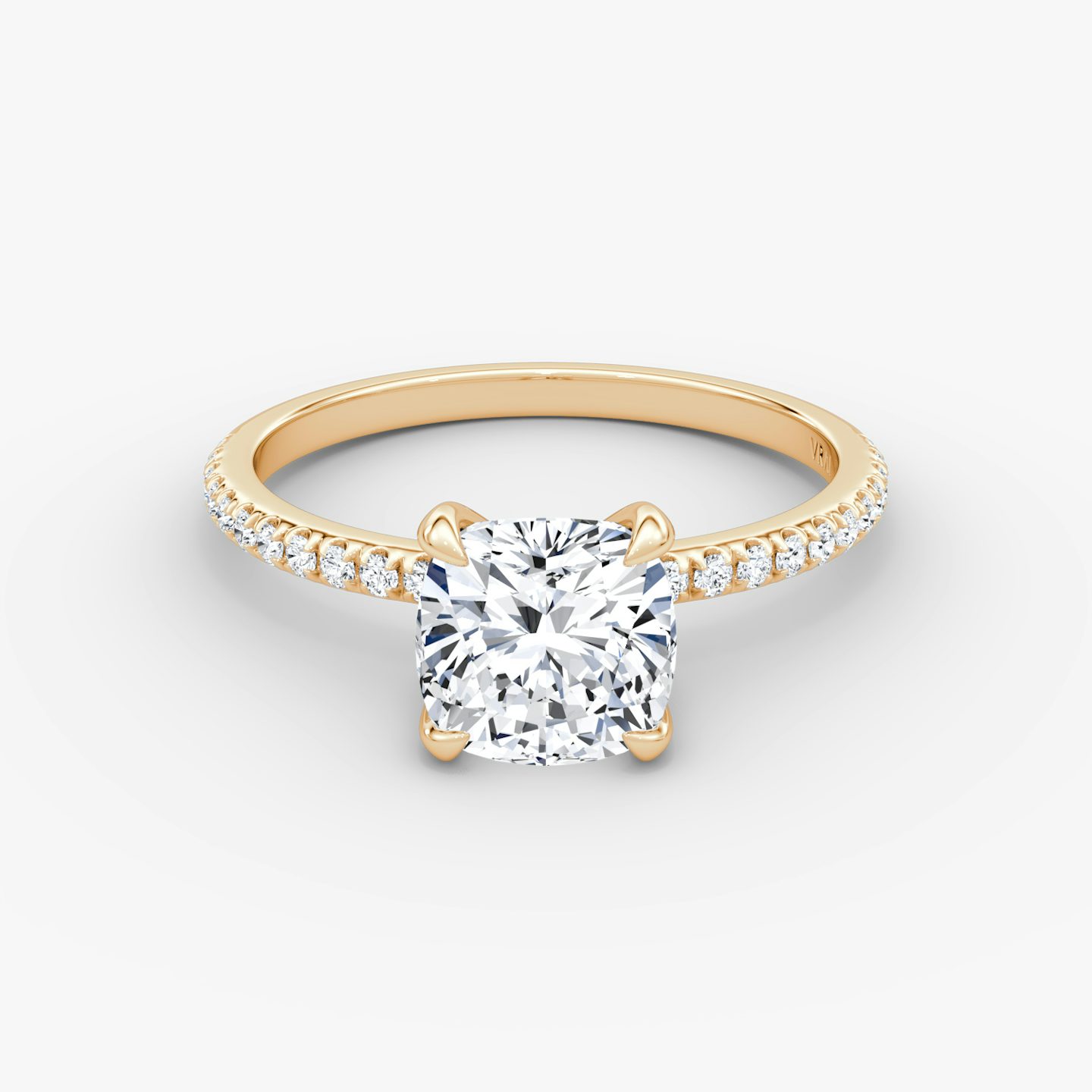 Classic | Cushion | 14k | Roségold | bandAccent: Mit Pavé-Besatz | bandWidth: standard | diamondOrientation: vertical | caratWeight: other