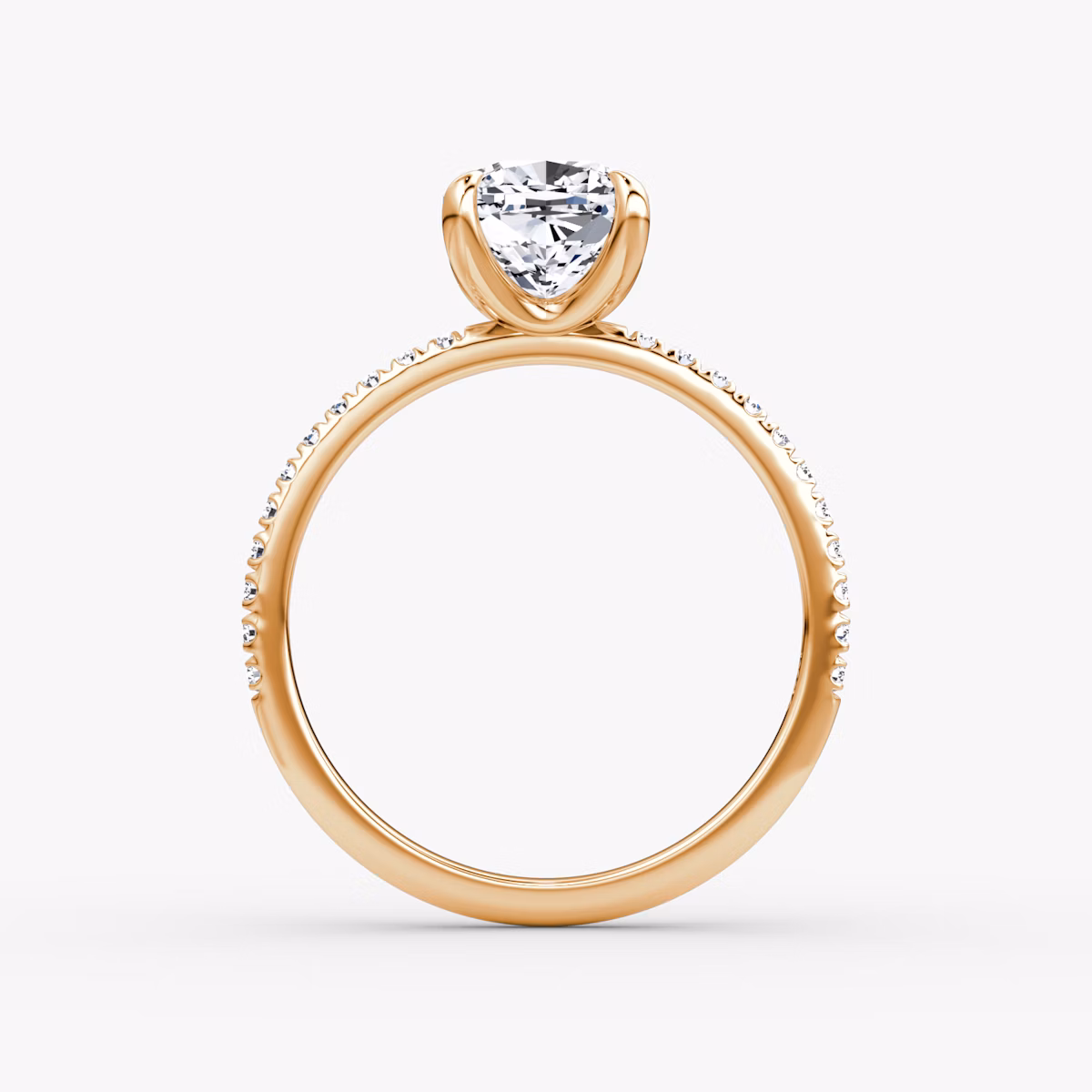 The Classic | Cushion | 14k | Rose Gold | bandAccent: Pavé | bandWidth: standard | diamondOrientation: vertical | caratWeight: other