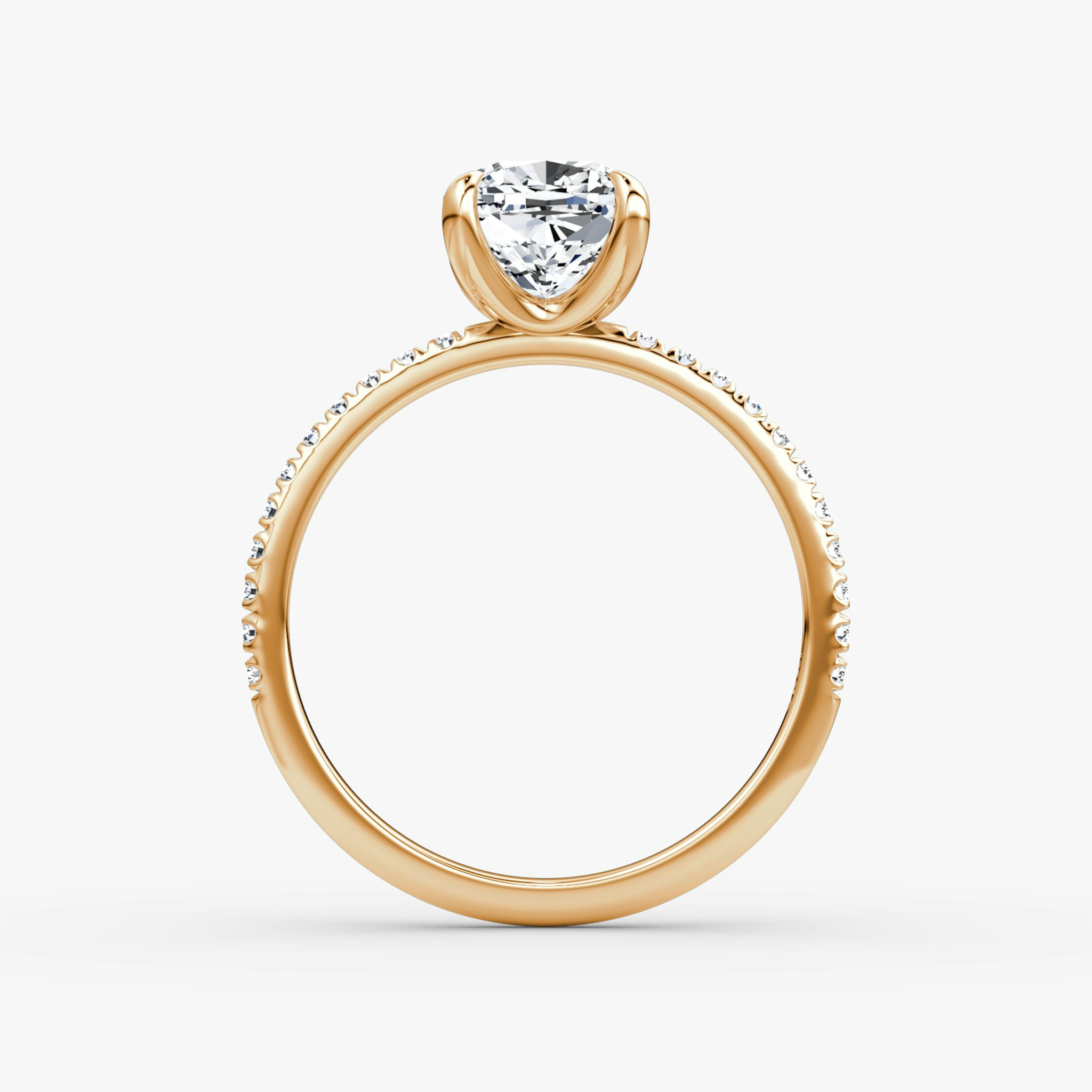 The Classic | Cushion | 14k | Rose Gold | bandAccent: Pavé | bandWidth: standard | diamondOrientation: vertical | caratWeight: other