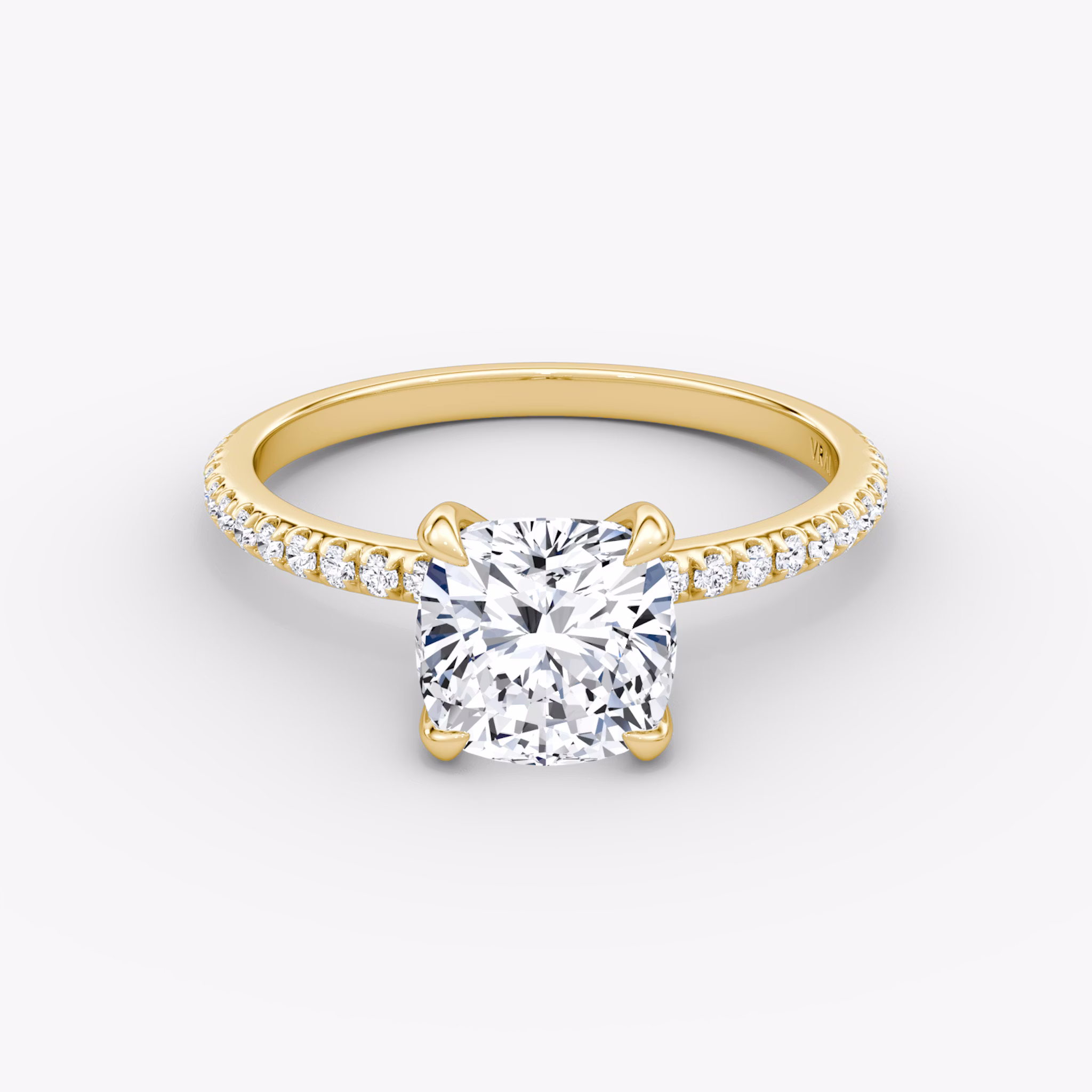 The Classic | Cushion | 18k | Yellow Gold | bandAccent: Pavé | bandWidth: standard | diamondOrientation: vertical | caratWeight: other