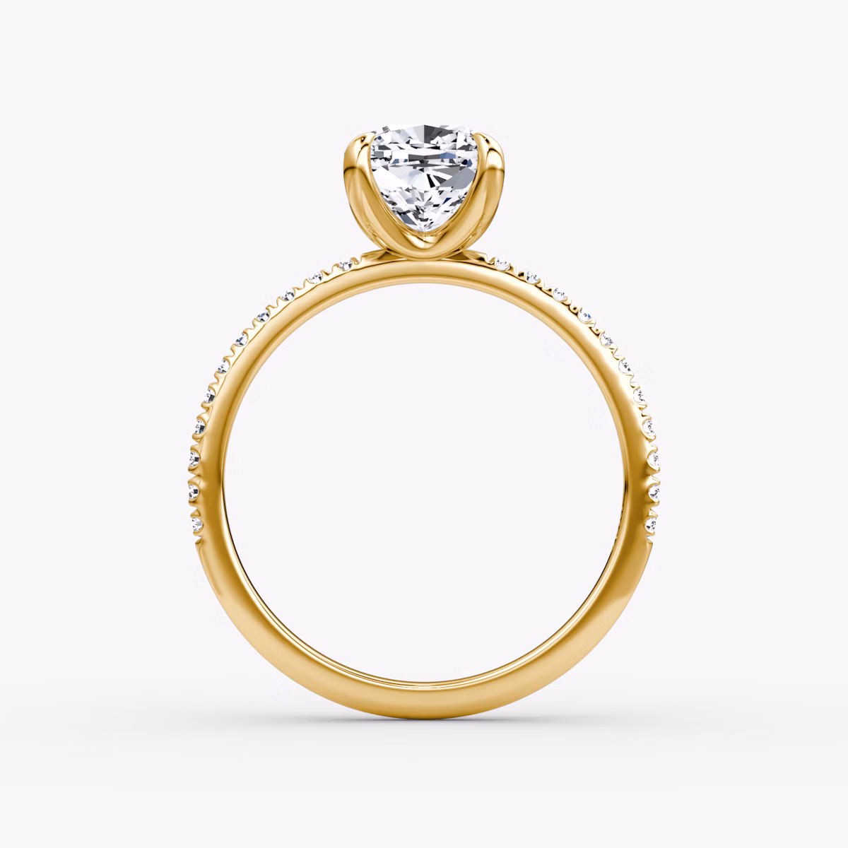 Classic | Cushion | 18k | Gelbgold | bandAccent: Mit Pavé-Besatz | bandWidth: standard | diamondOrientation: vertical | caratWeight: other