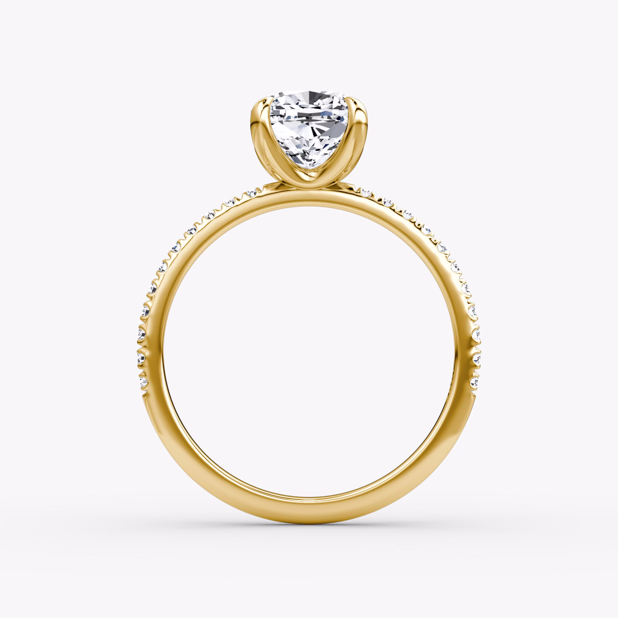 The Classic | Cushion | 18k | Yellow Gold | bandAccent: Pavé | bandWidth: standard | diamondOrientation: vertical | caratWeight: other