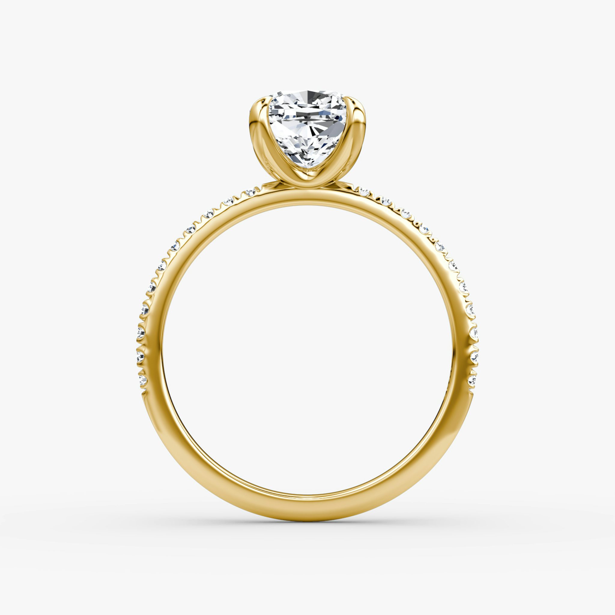 The Classic | Cushion | 18k | Yellow Gold | bandAccent: Pavé | bandWidth: standard | diamondOrientation: vertical | caratWeight: other