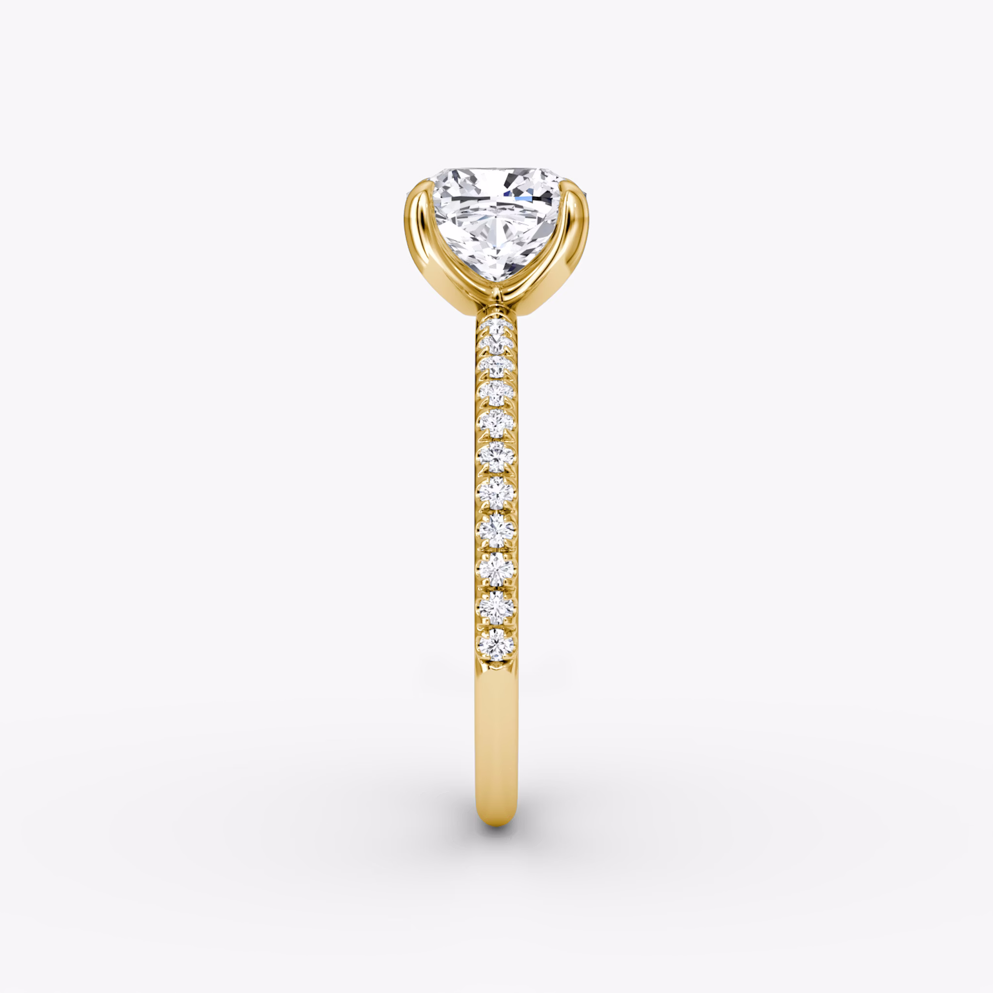 The Classic | Cushion | 18k | Yellow Gold | bandAccent: Pavé | bandWidth: standard | diamondOrientation: vertical | caratWeight: other