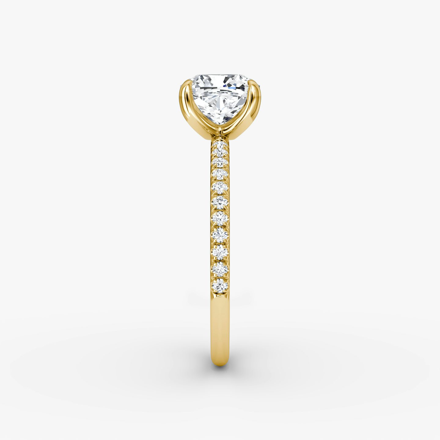 The Classic | Cushion | 18k | Yellow Gold | bandAccent: Pavé | bandWidth: standard | diamondOrientation: vertical | caratWeight: other
