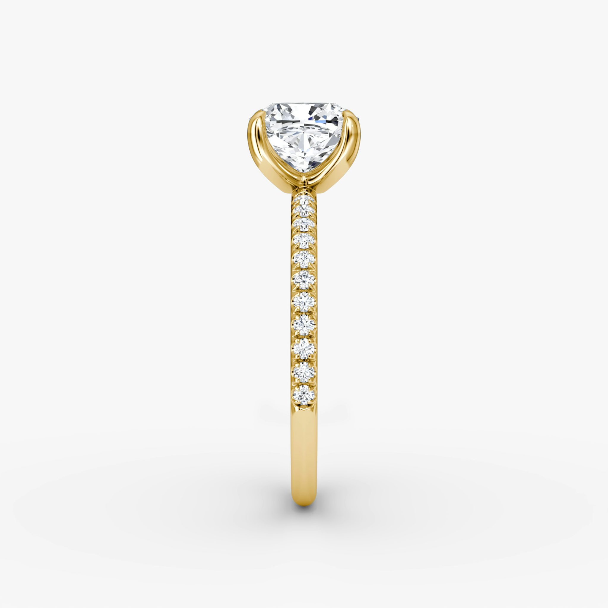 The Classic | Cushion | 18k | Yellow Gold | bandAccent: Pavé | bandWidth: standard | diamondOrientation: vertical | caratWeight: other
