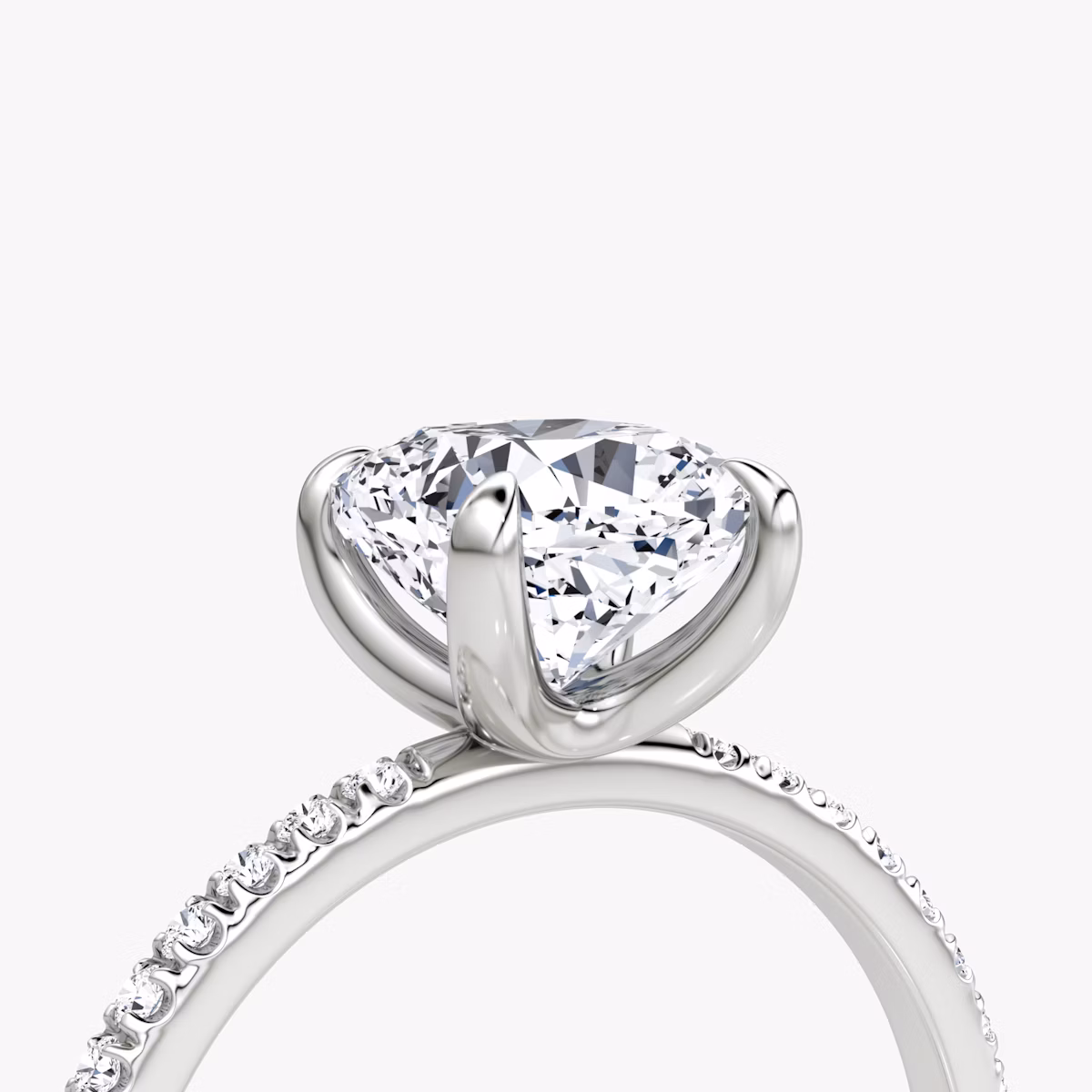 The Classic | Cushion | 18k | White Gold | bandAccent: Pavé | bandWidth: standard | diamondOrientation: vertical | caratWeight: other